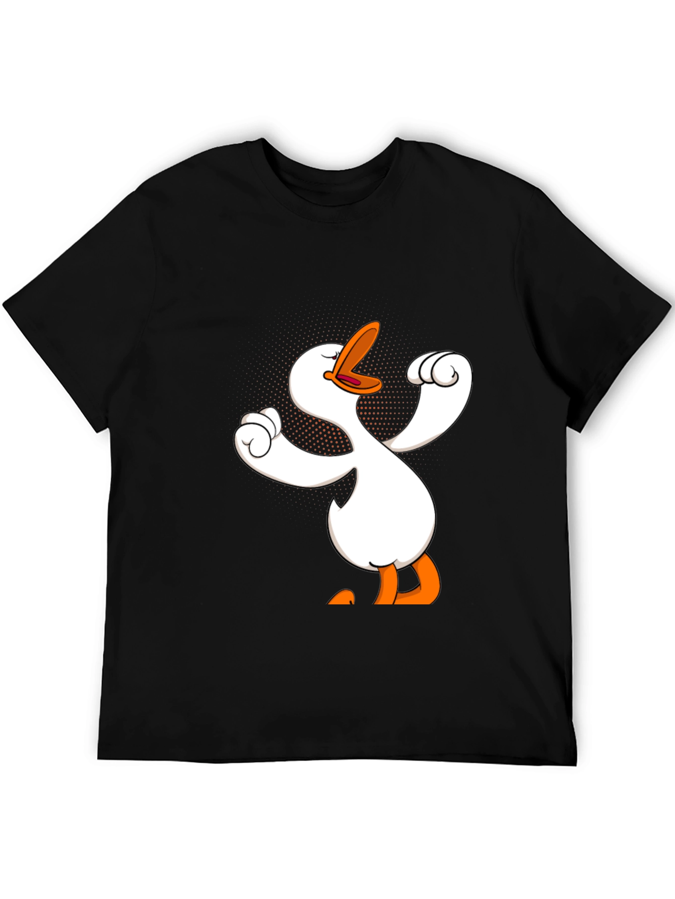 Funny Goose Cartoon Graphic Black T-Shirt