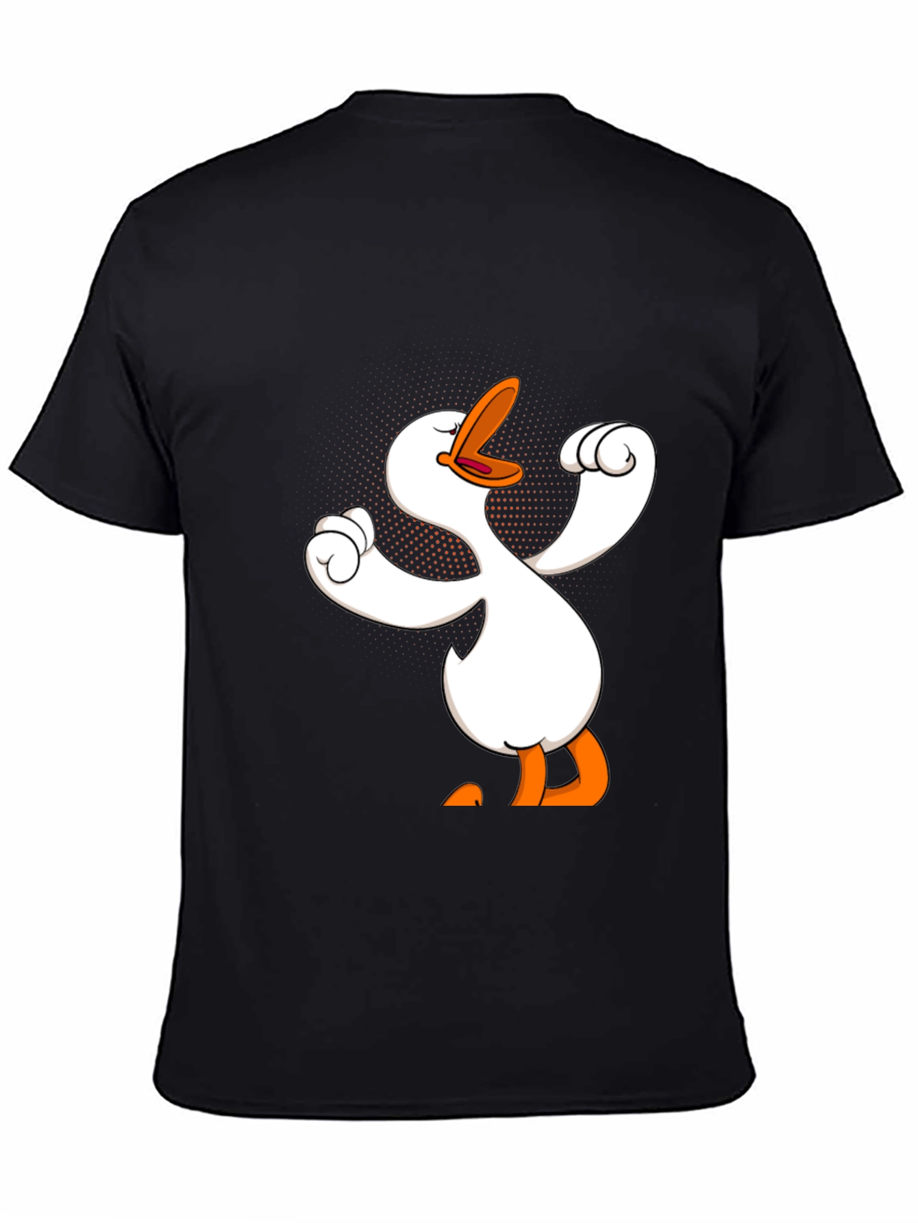 Funny Goose Cartoon Graphic Black T-Shirt