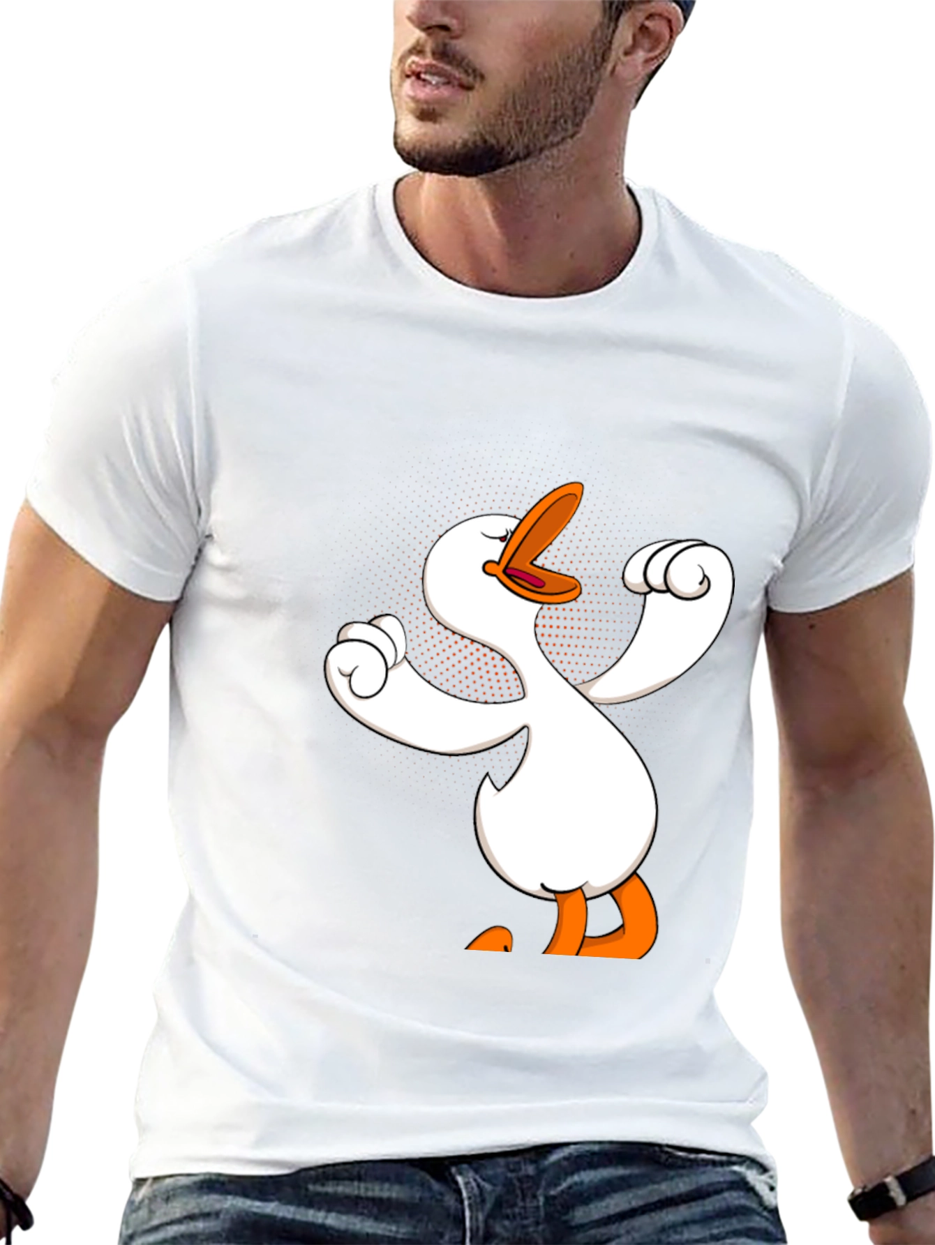 Funny Goose Cartoon Graphic Black T-Shirt