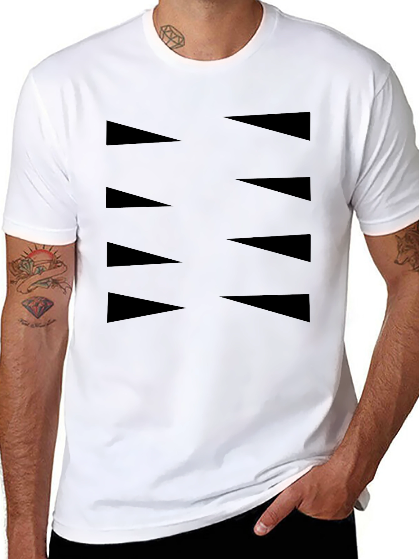Mens Black Tee with Triangle Design