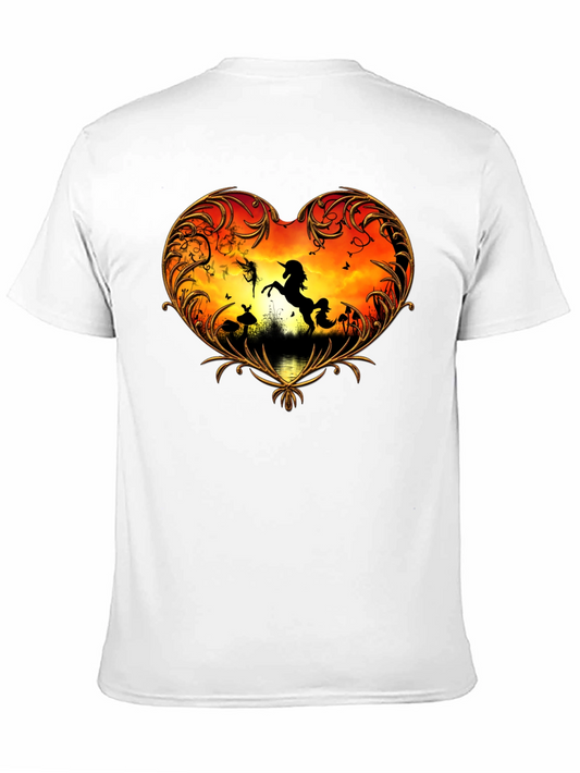 Unicorn & Fairy Heart T-Shirt - Fantasy Art