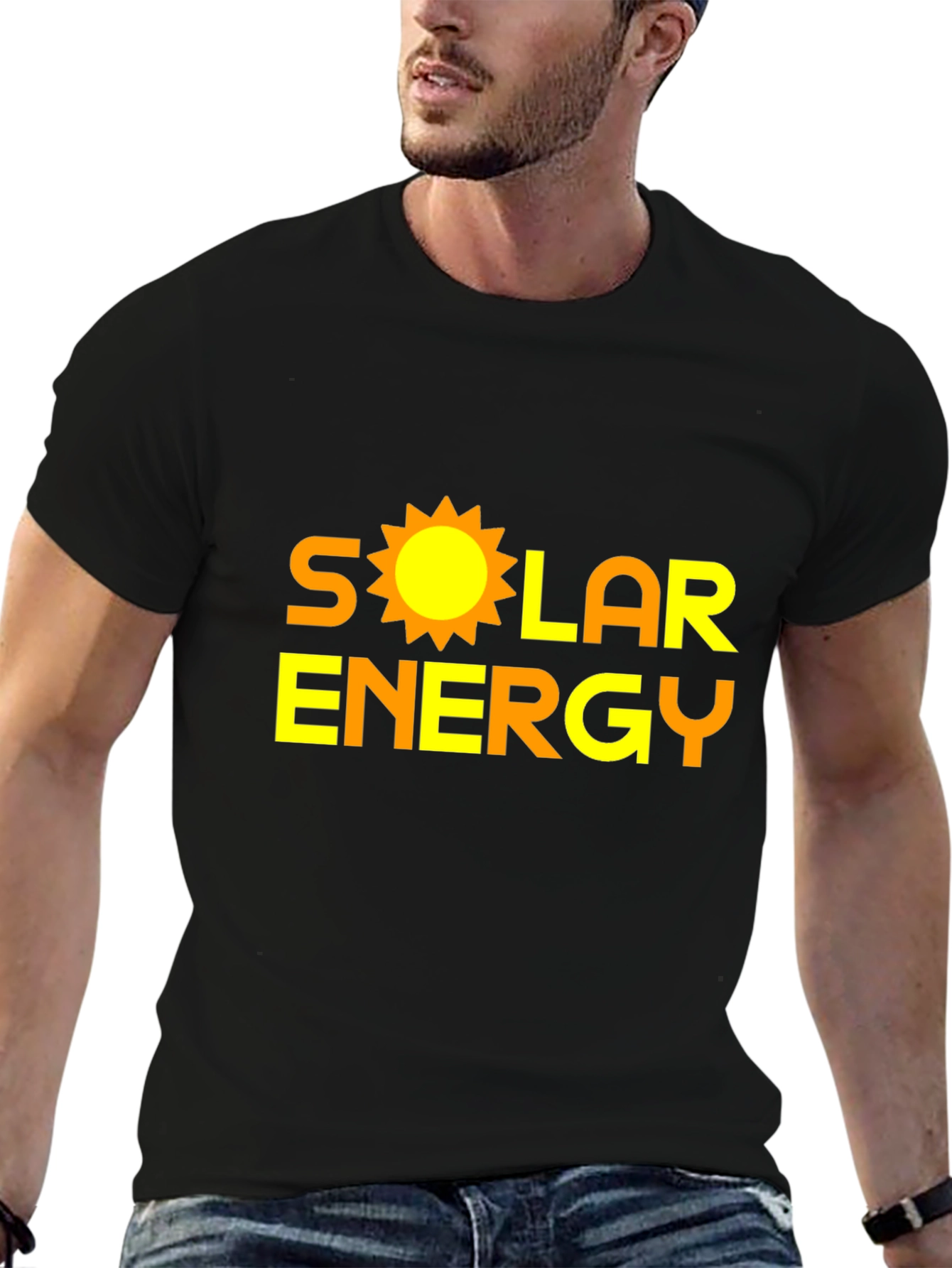 Solar Energy Graphic Tee - Black Cotton T-Shirt