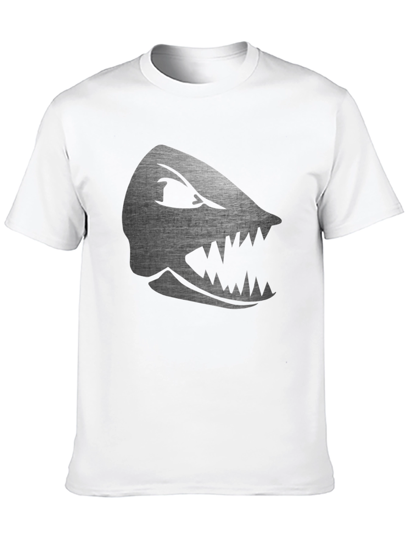 Mens Black T-Shirt with Silver Shark Graphic