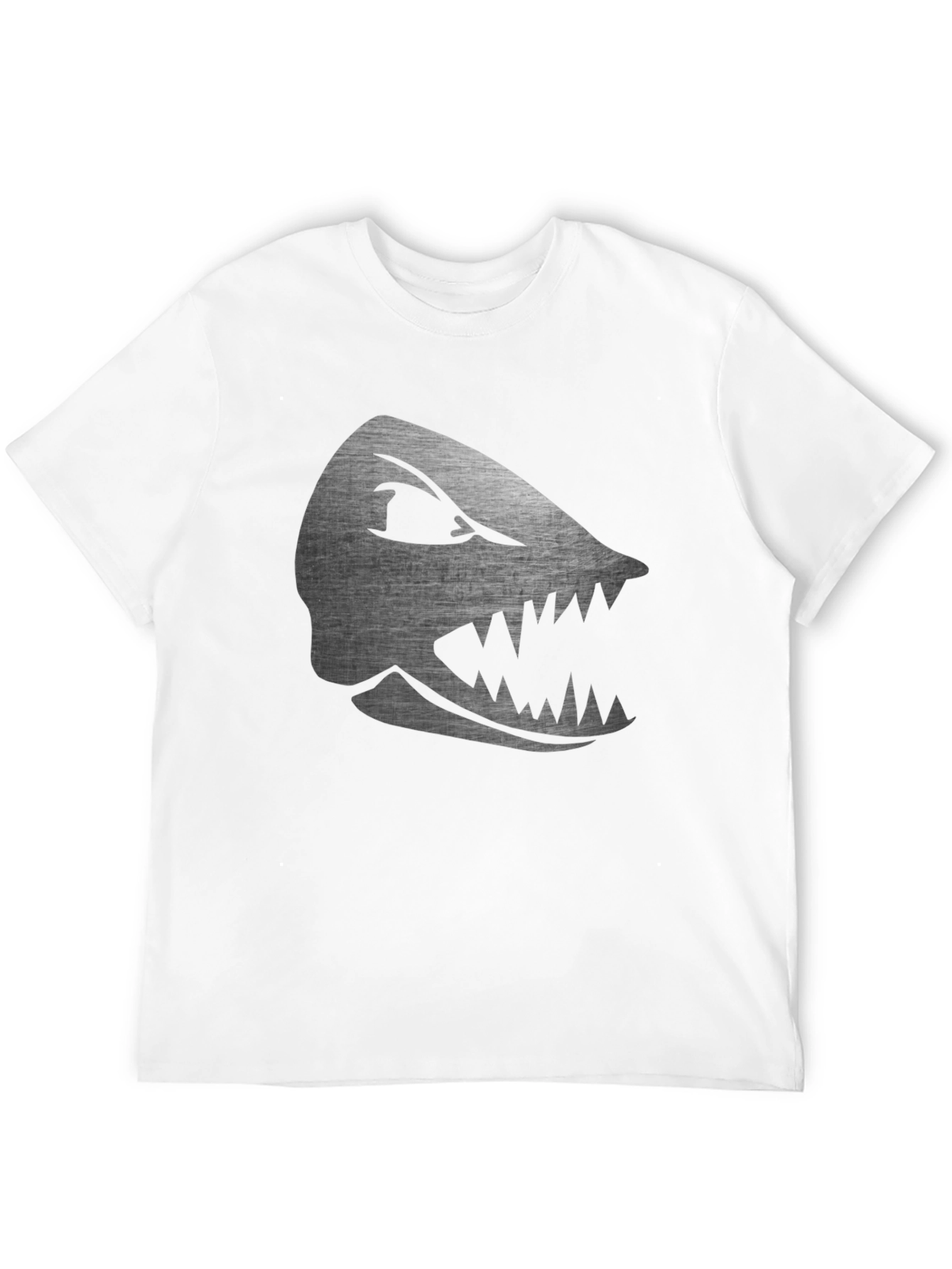 Mens Black T-Shirt with Silver Shark Graphic