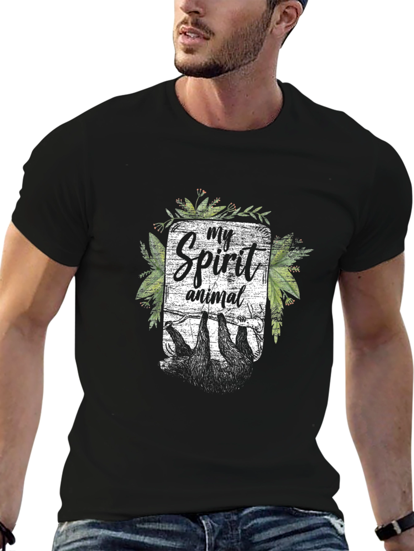 My Spirit Animal Sloth Graphic Tee - Black