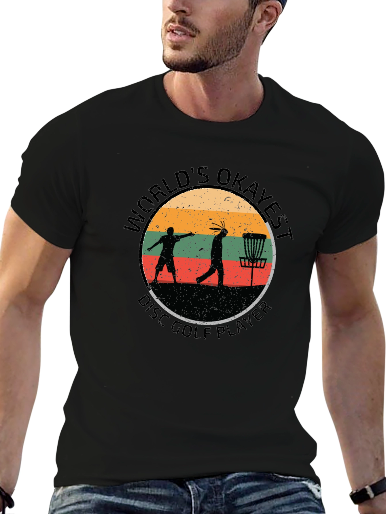 Worlds Okayest Disc Golf Player Black T-Shirt