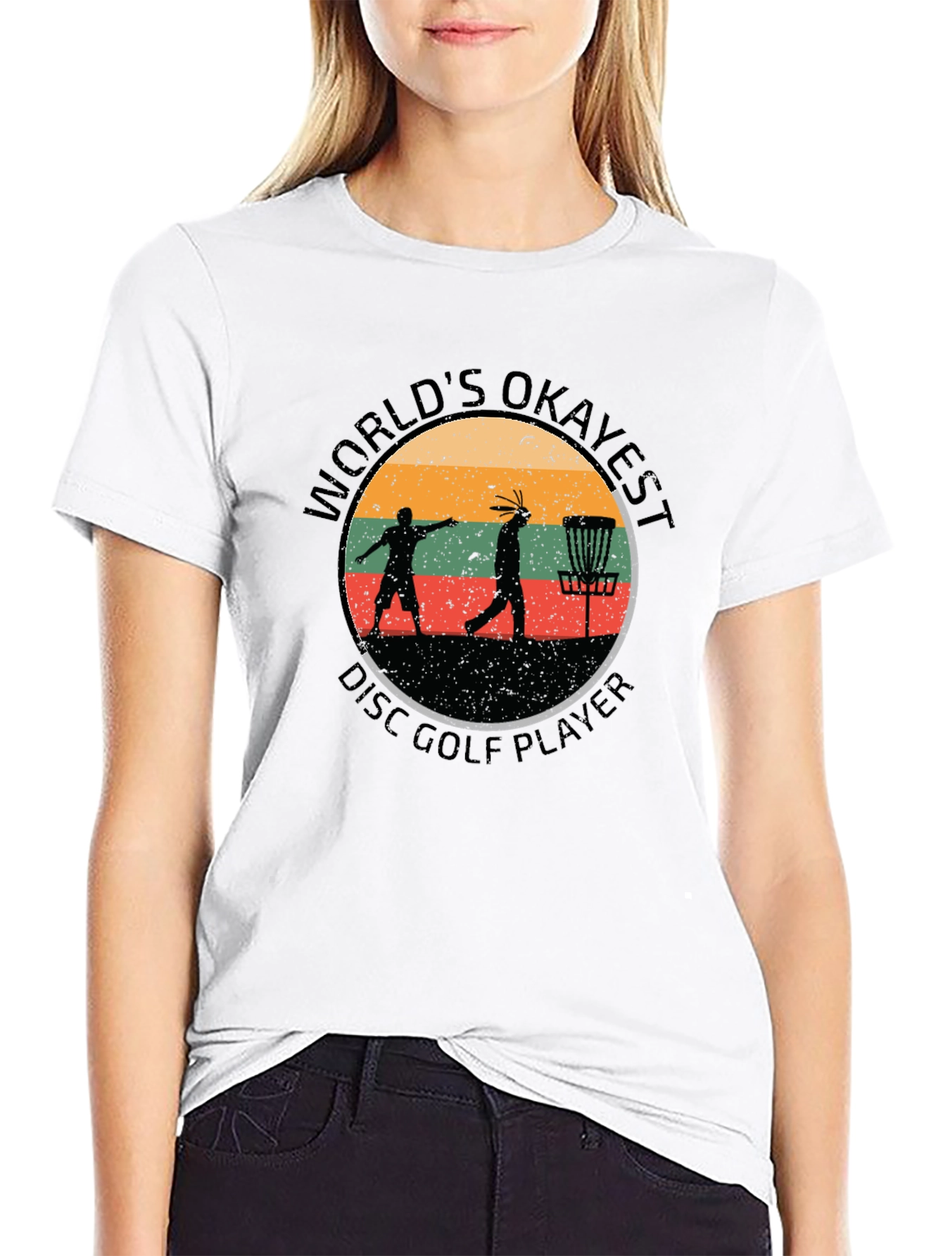 Worlds Okayest Disc Golf Player Black T-Shirt