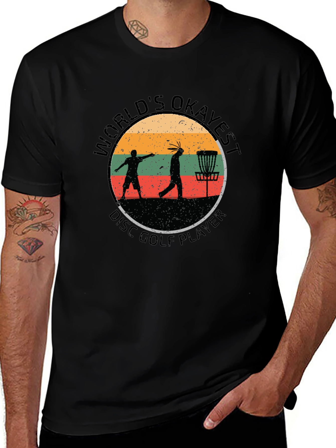 Worlds Okayest Disc Golf Player Black T-Shirt