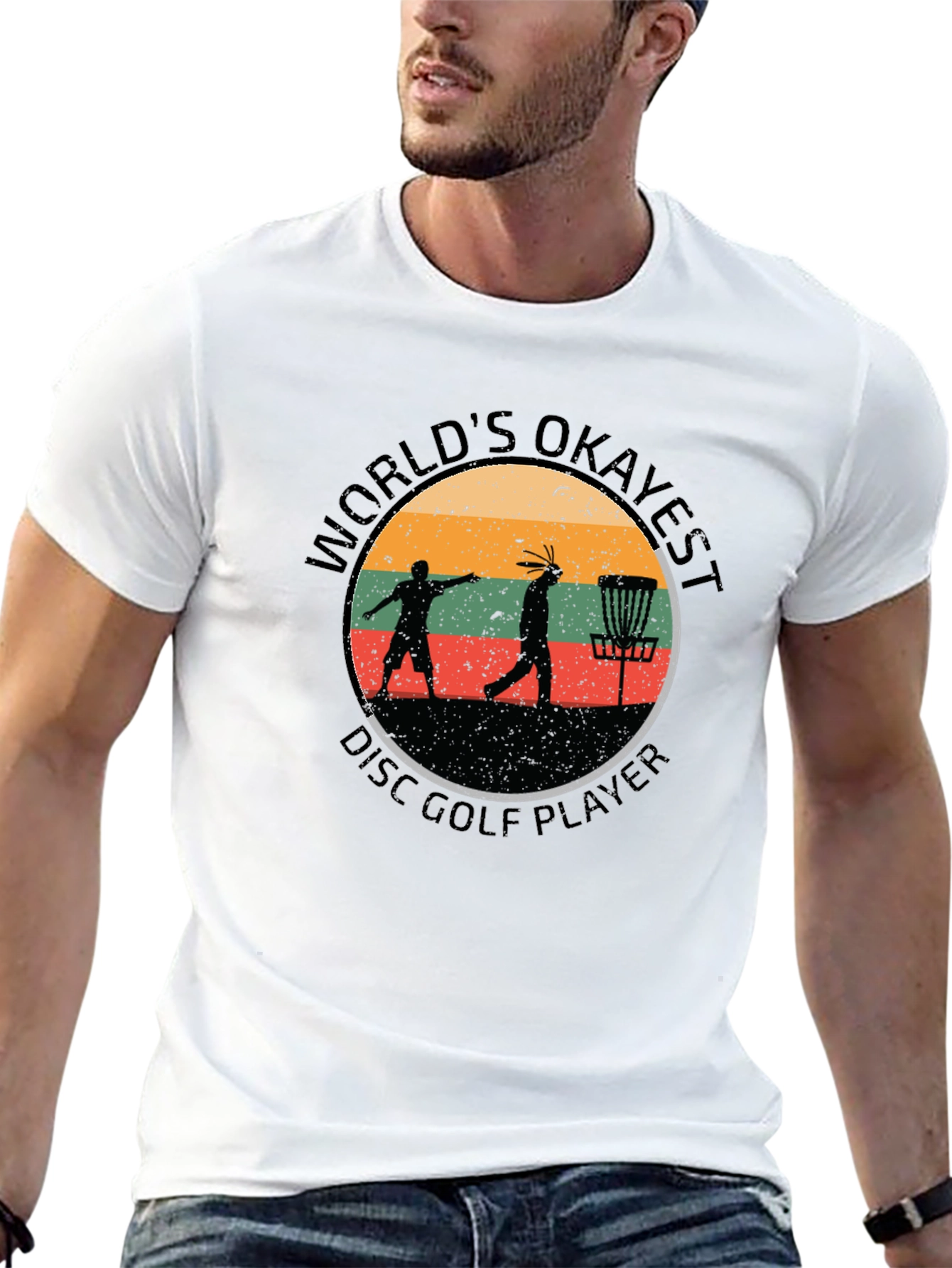 Worlds Okayest Disc Golf Player Black T-Shirt