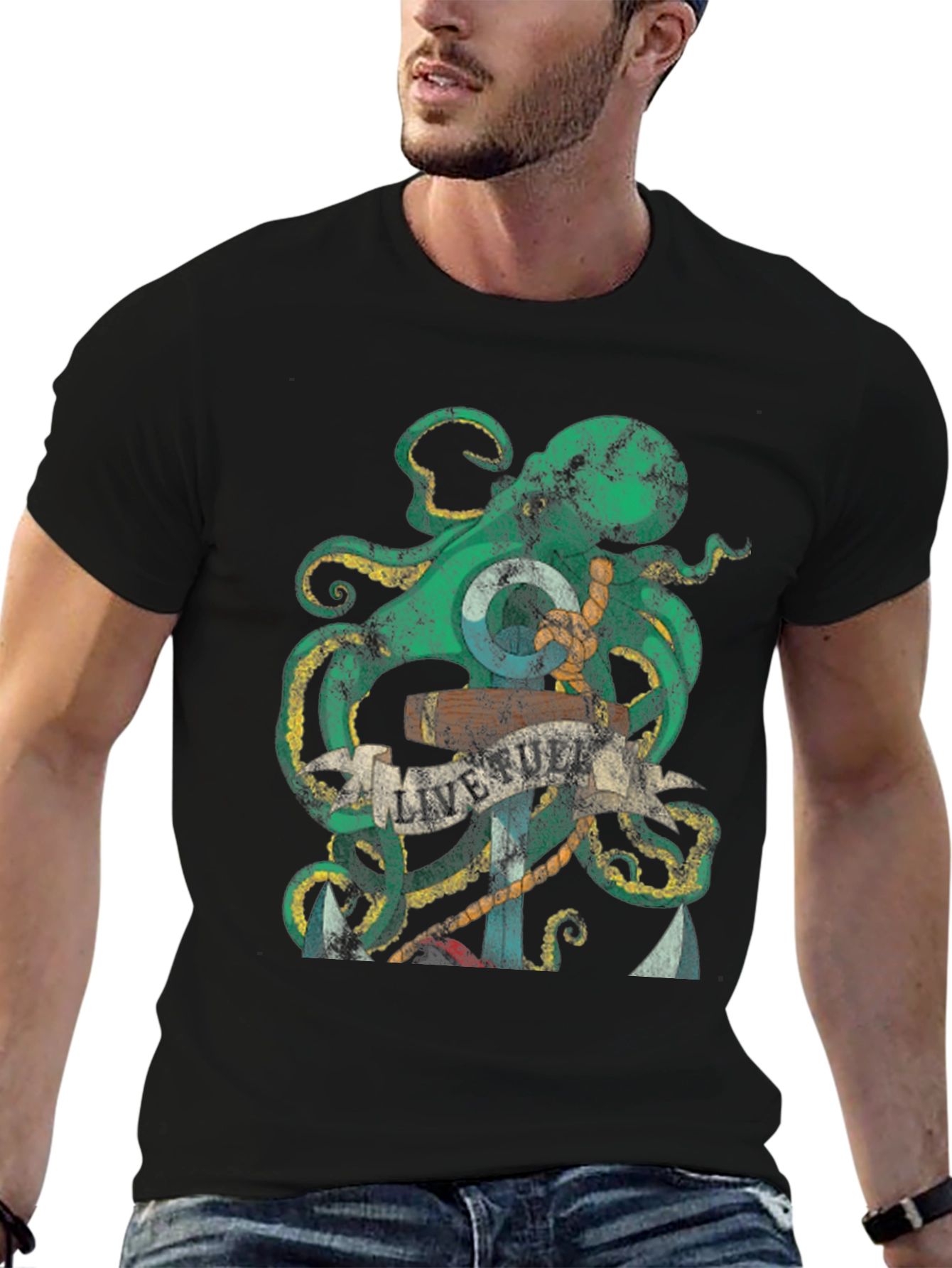 Octopus Anchor Graphic Tee - Live Full