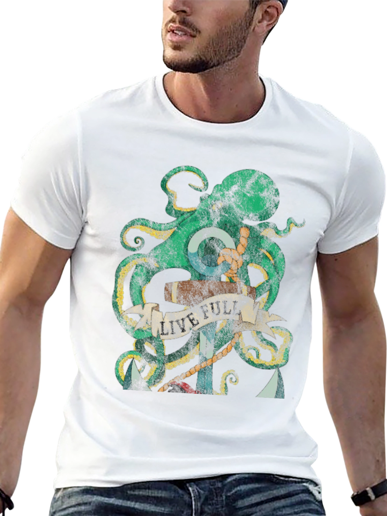 Octopus Anchor Graphic Tee - Live Full