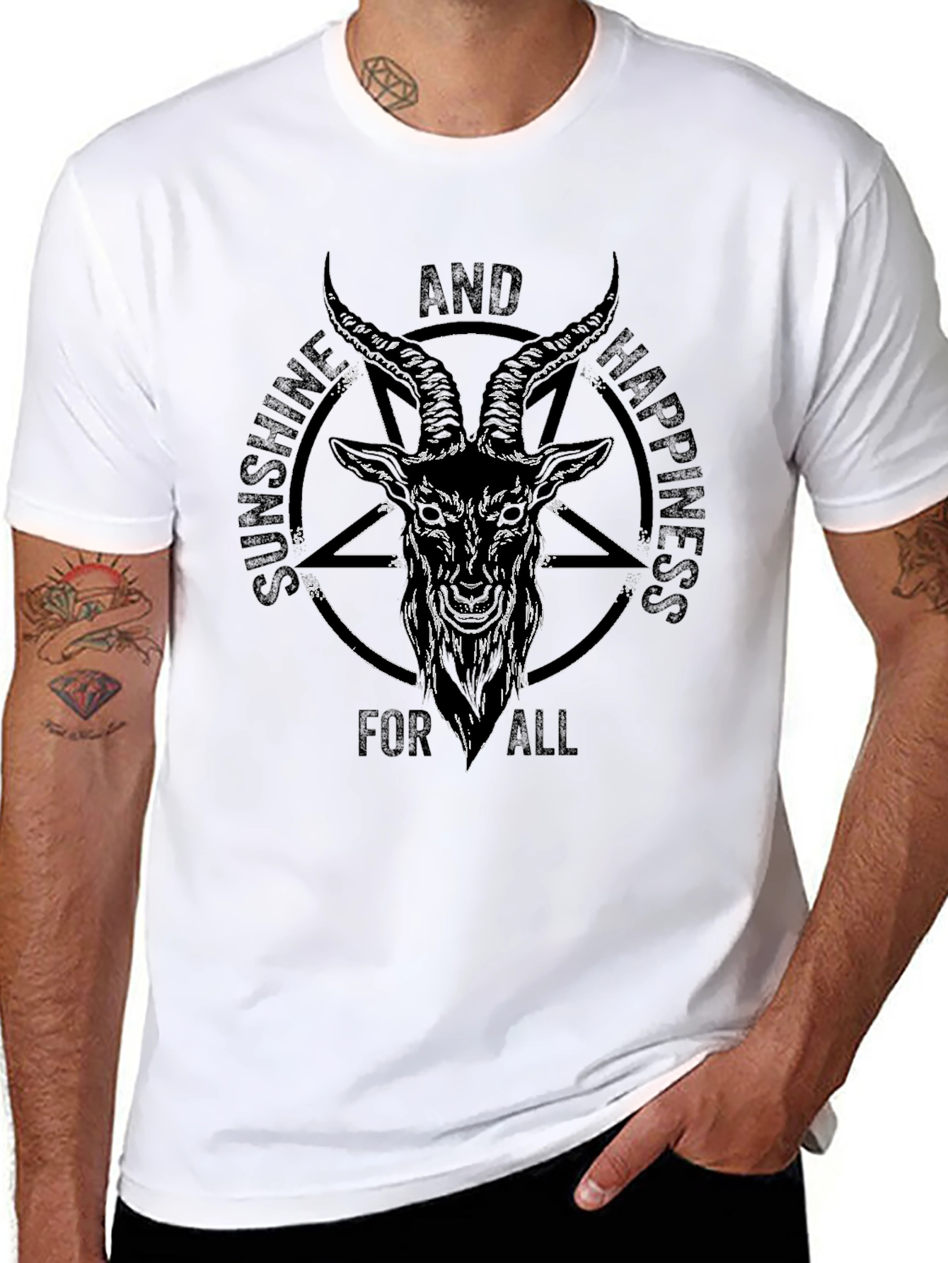 Sunshine & Happiness Baphomet Graphic Tee - Black
