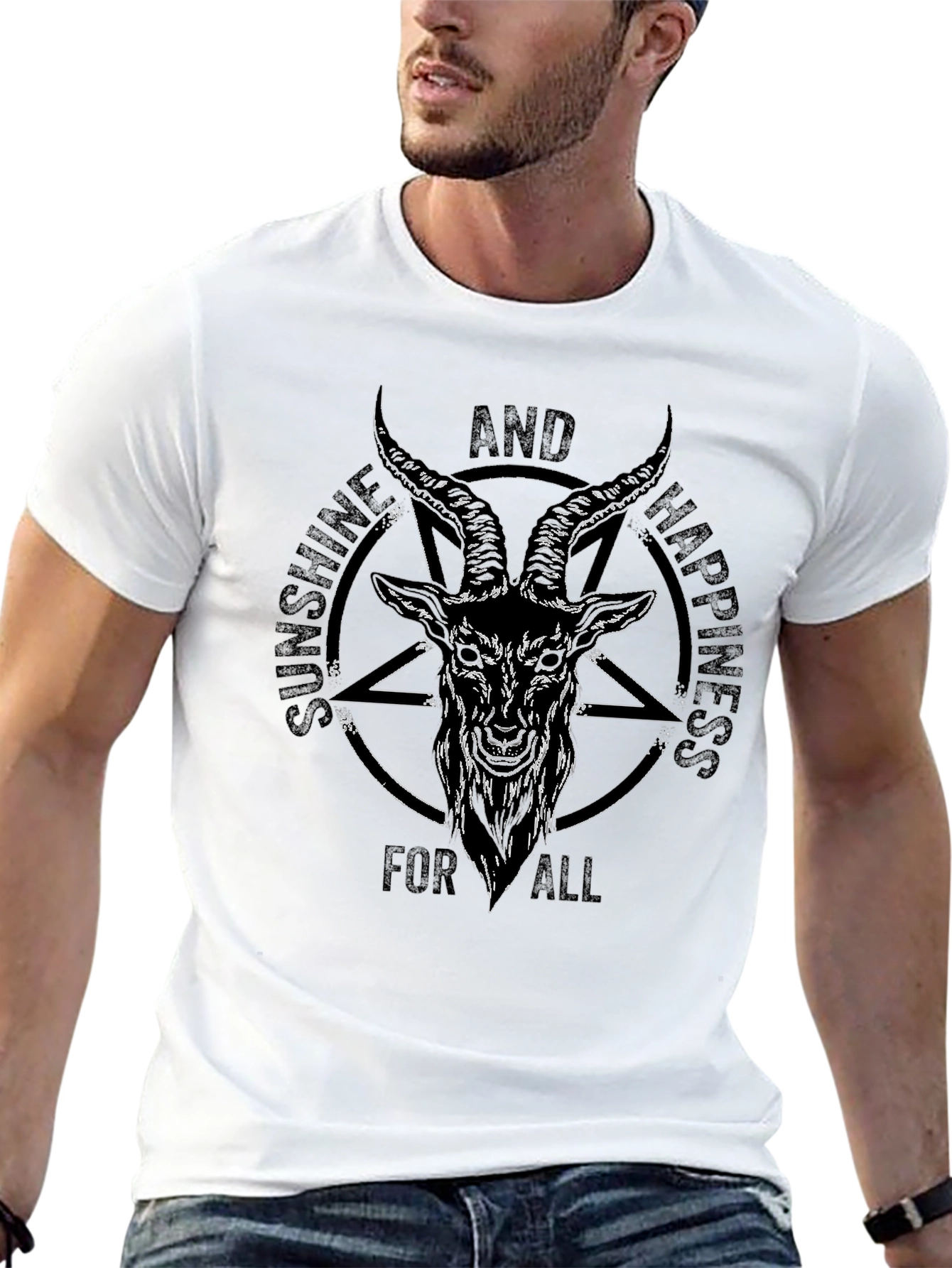 Sunshine & Happiness Baphomet Graphic Tee - Black