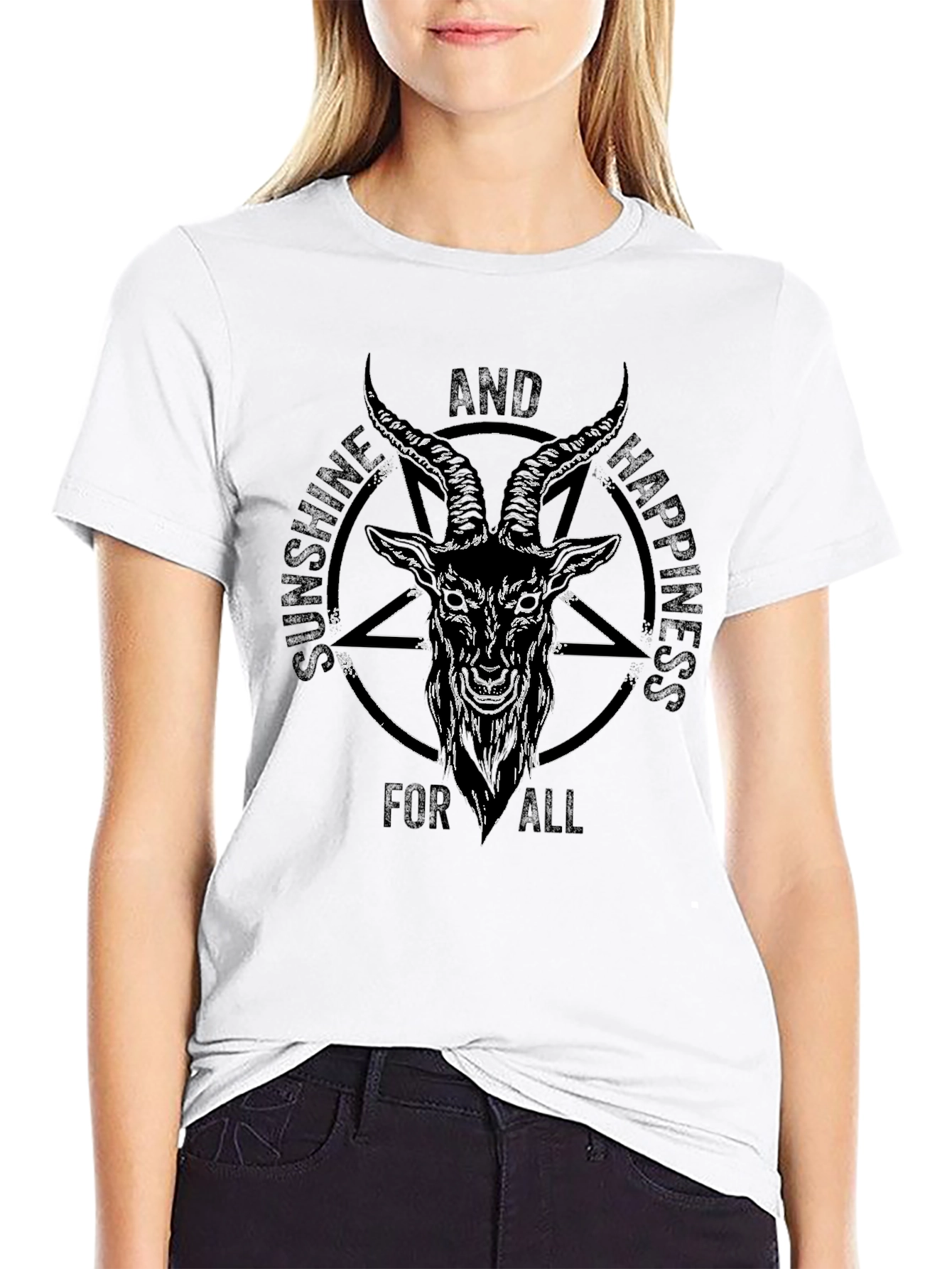 Sunshine & Happiness Baphomet Graphic Tee - Black
