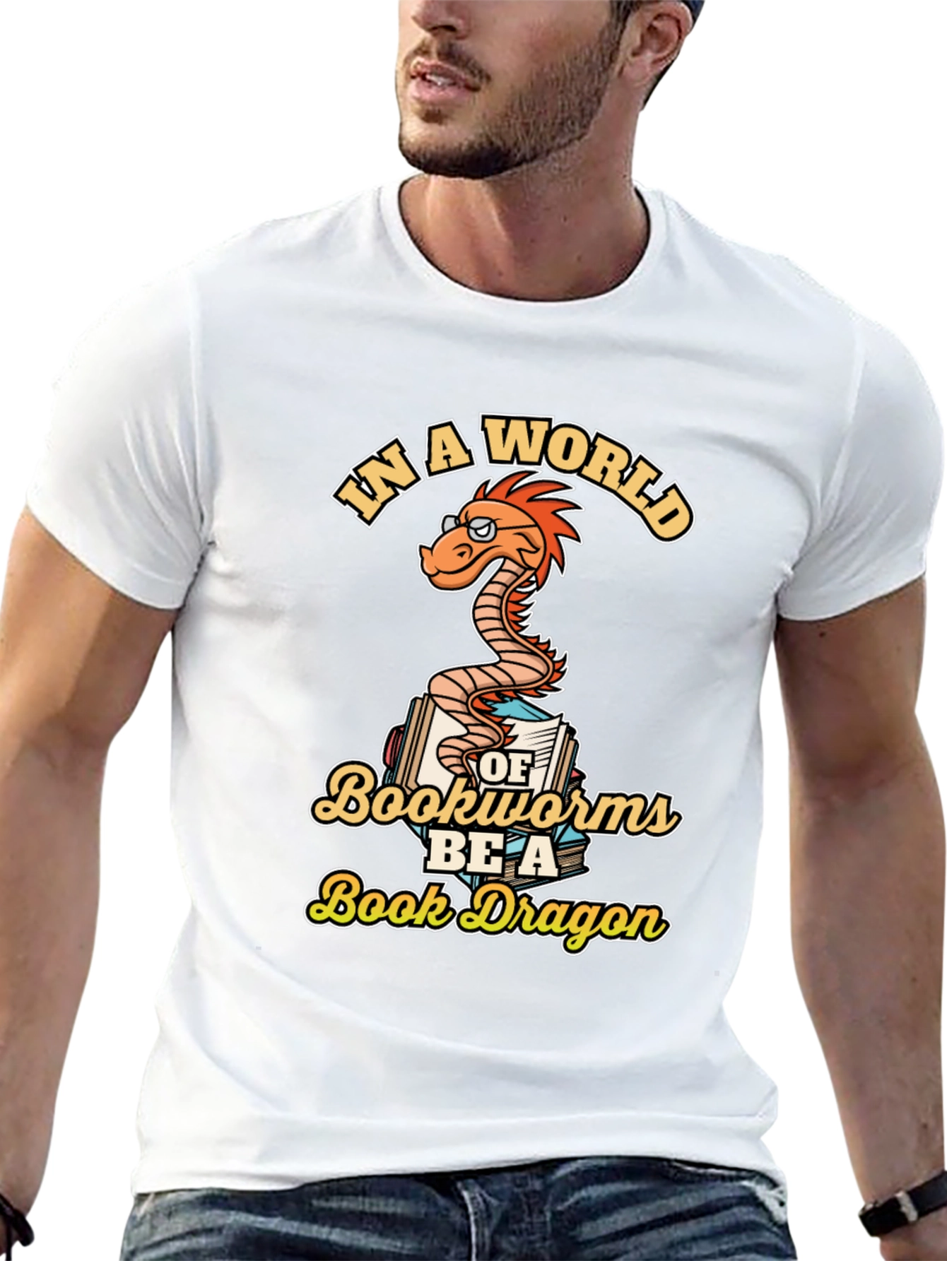 Book Dragon Graphic Tee - Unique Bookworm T-Shirt
