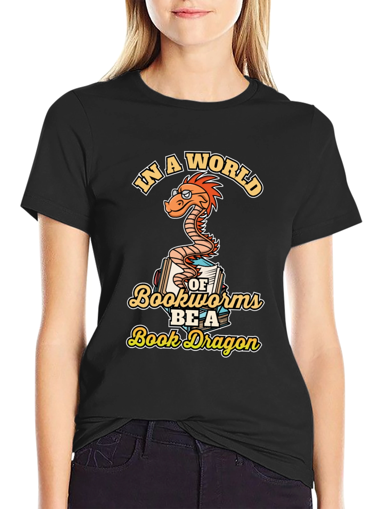 Book Dragon Graphic Tee - Unique Bookworm T-Shirt