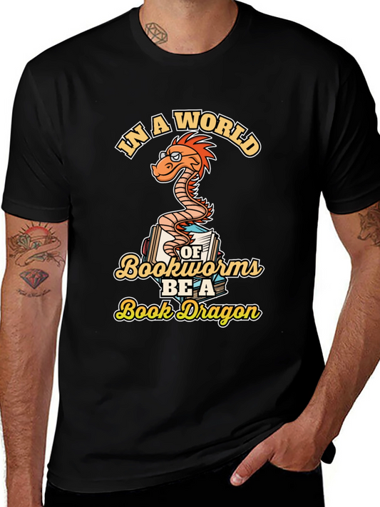 Book Dragon Graphic Tee - Unique Bookworm T-Shirt