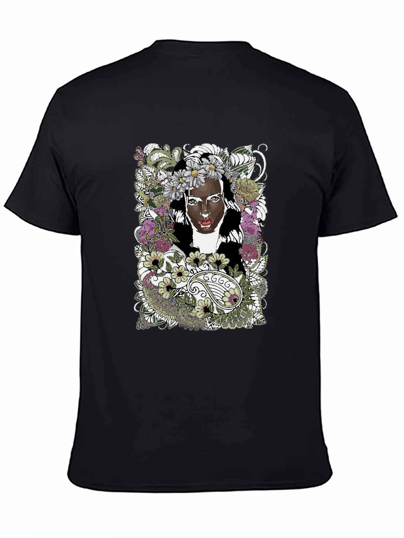 Floral Woman Graphic Tee - Black Unisex T-Shirt