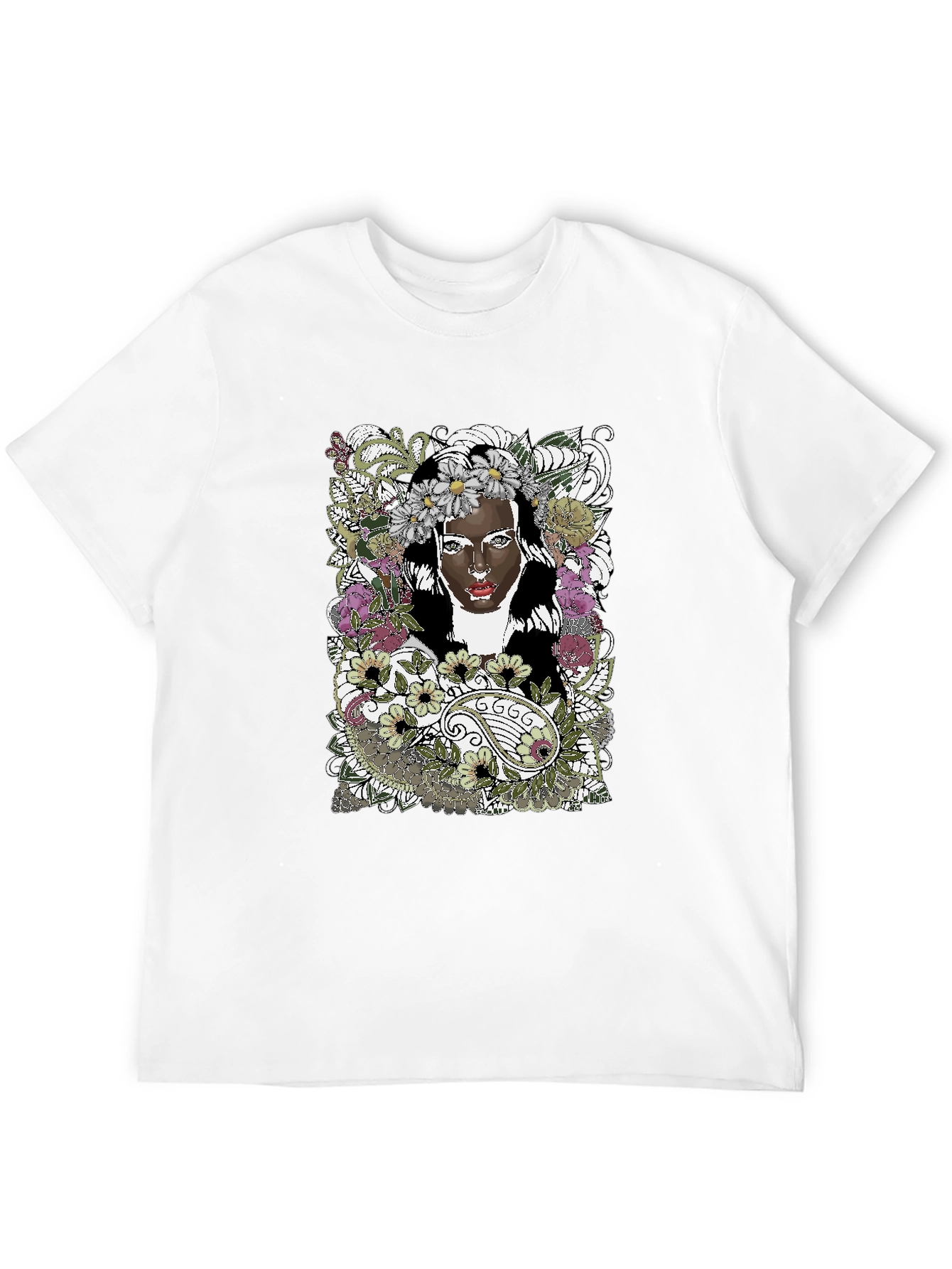 Floral Woman Graphic Tee - Black Unisex T-Shirt