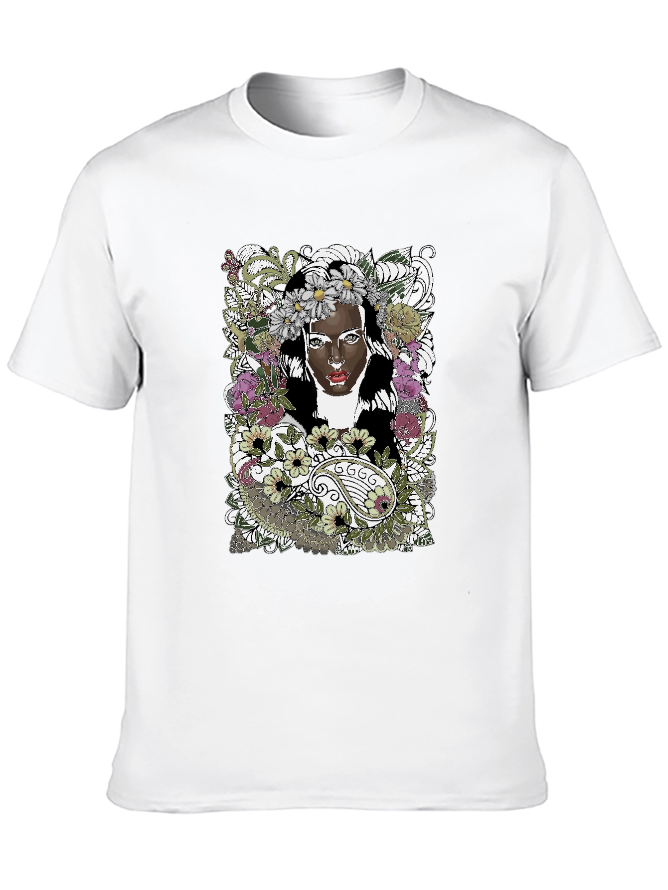 Floral Woman Graphic Tee - Black Unisex T-Shirt