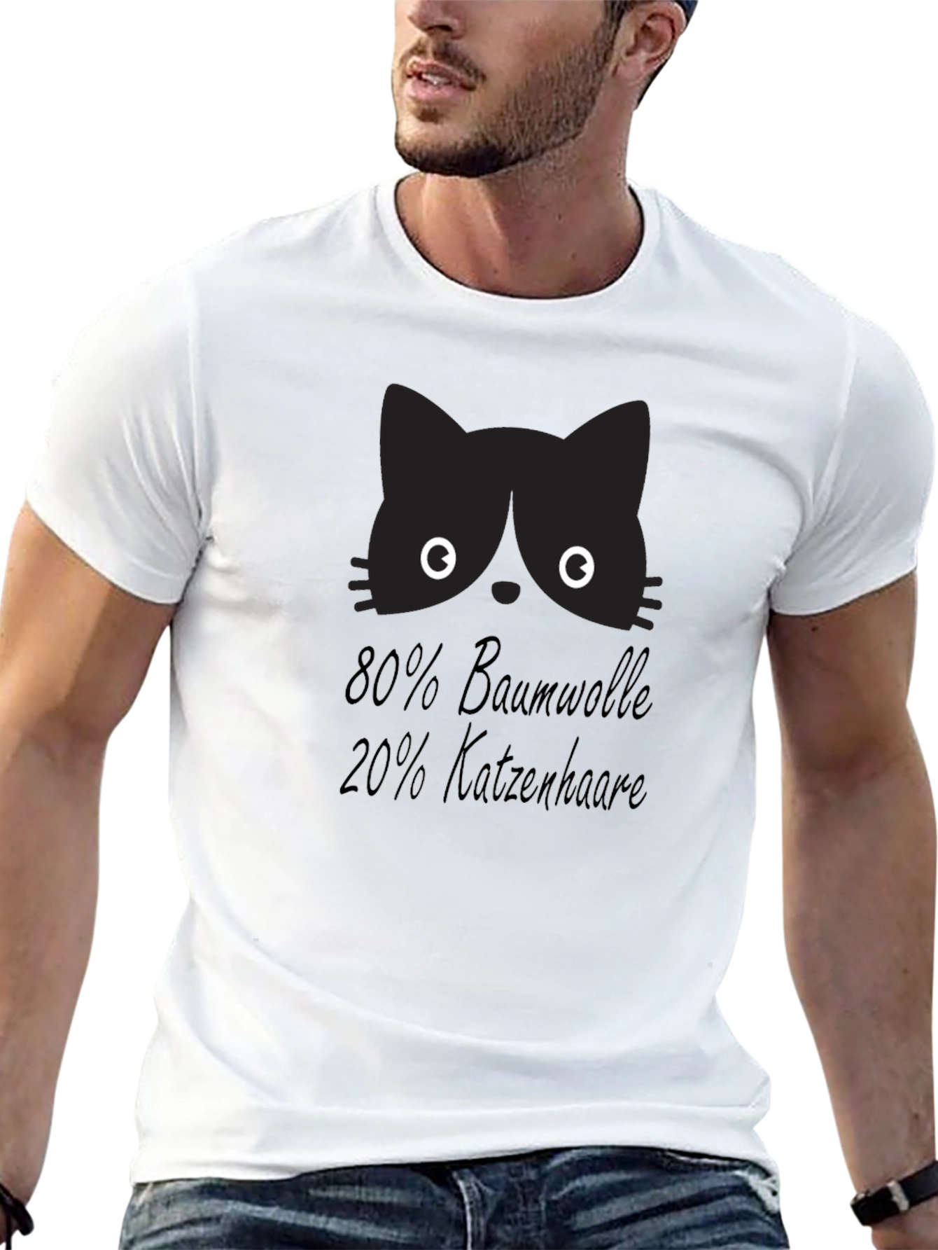 Funny Cat Hair T-Shirt - 80% Baumwolle 20% Katzenhaare