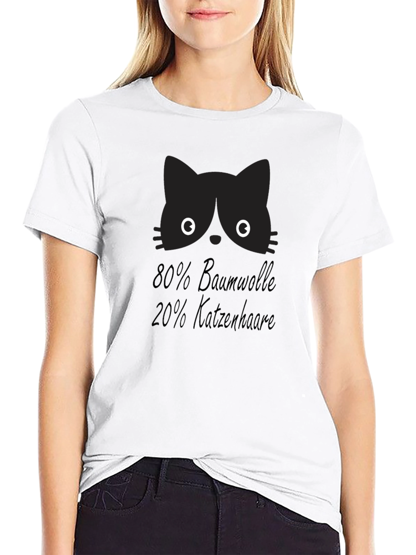 Funny Cat Hair T-Shirt - 80% Baumwolle 20% Katzenhaare