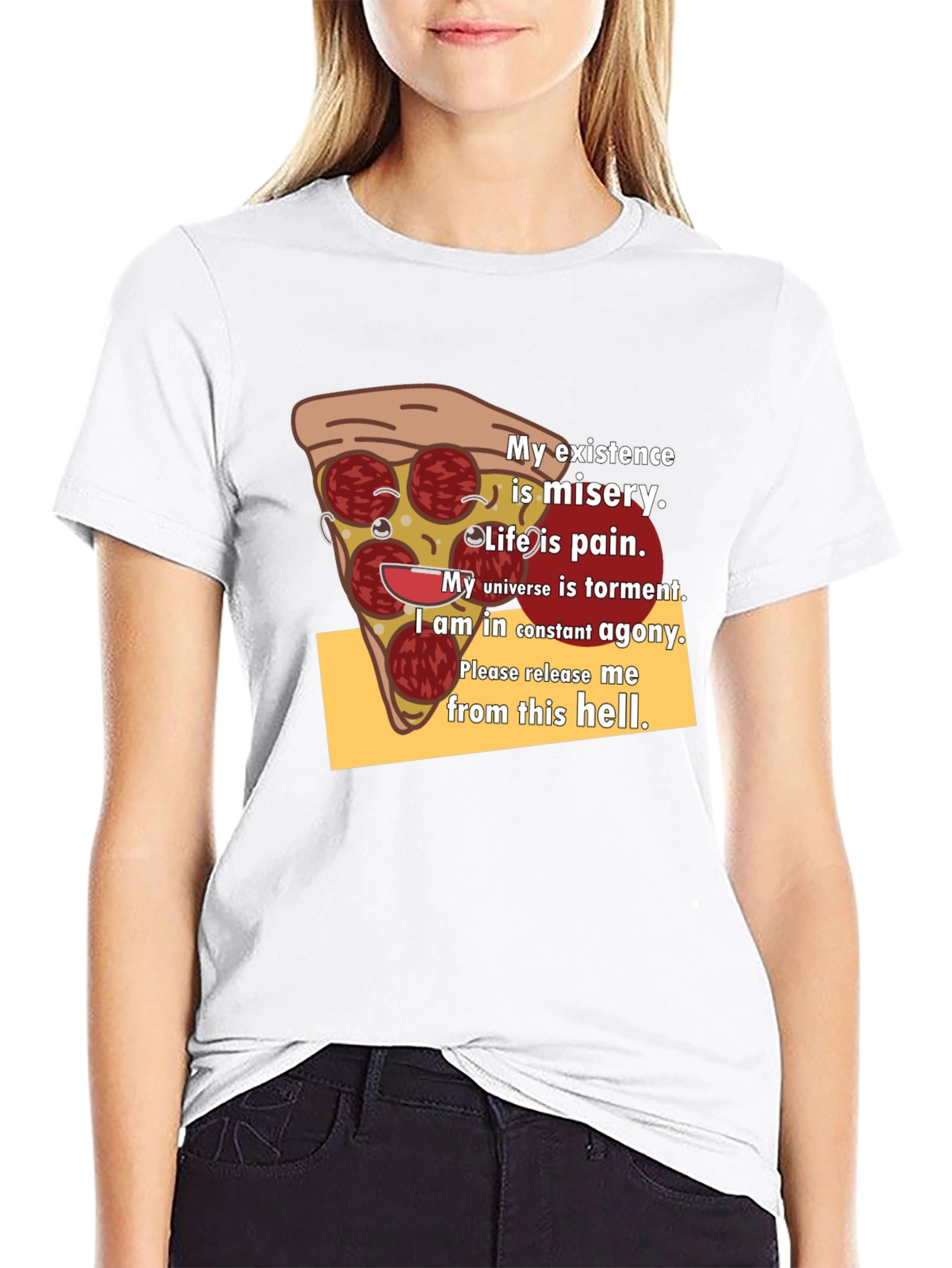 Pizza Slice Graphic Tee - Existential Misery T-Shirt