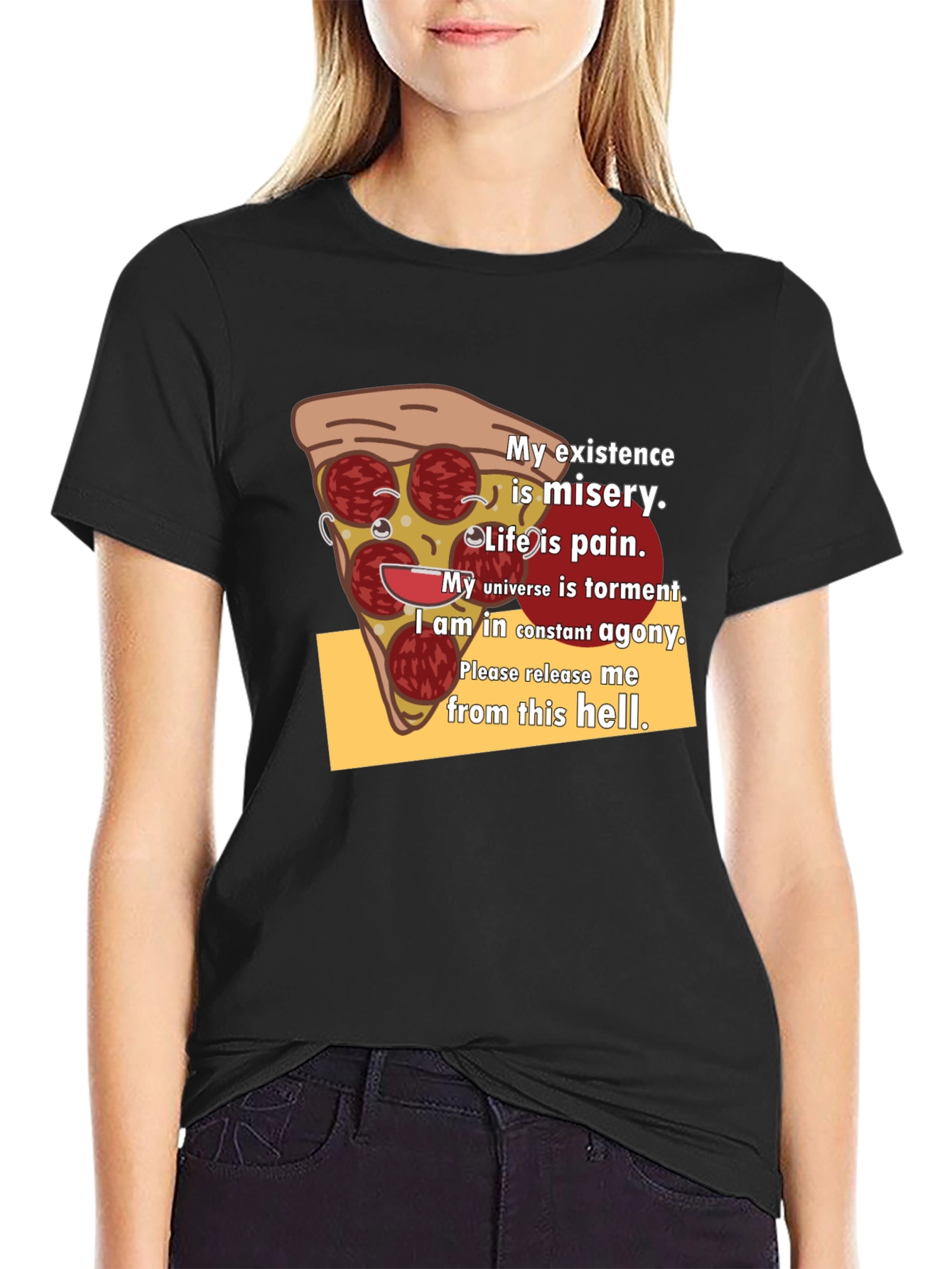 Pizza Slice Graphic Tee - Existential Misery T-Shirt