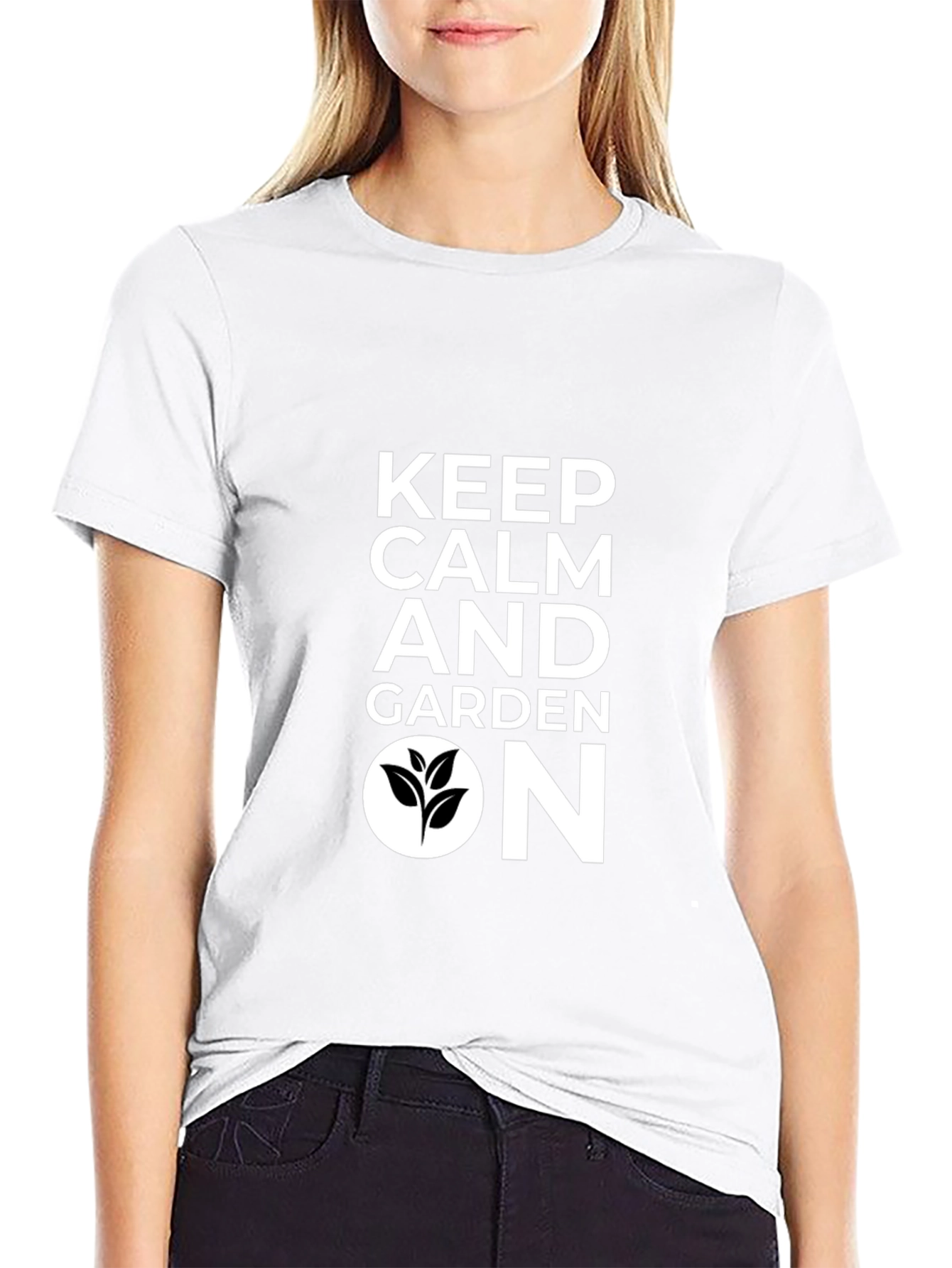 Keep Calm and Garden On Black T-Shirt