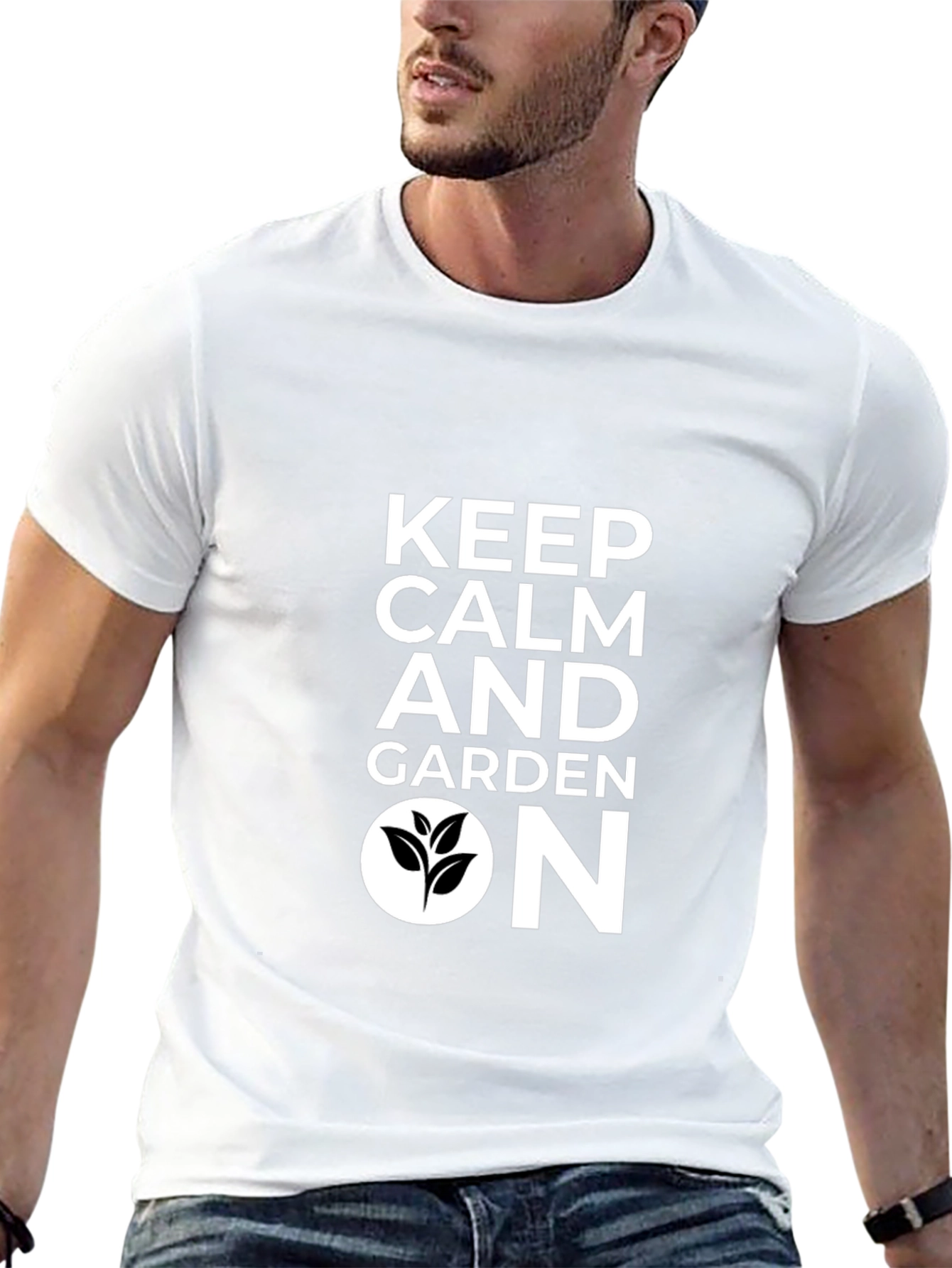 Keep Calm and Garden On Black T-Shirt