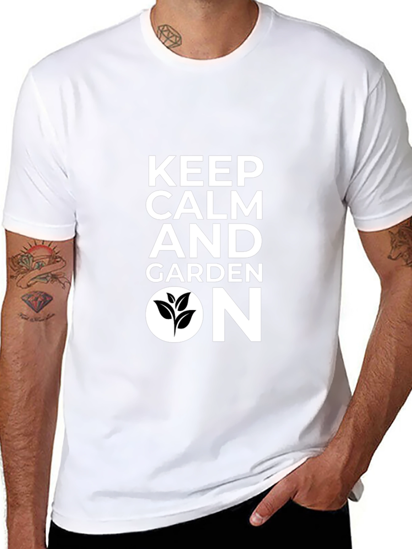 Keep Calm and Garden On Black T-Shirt