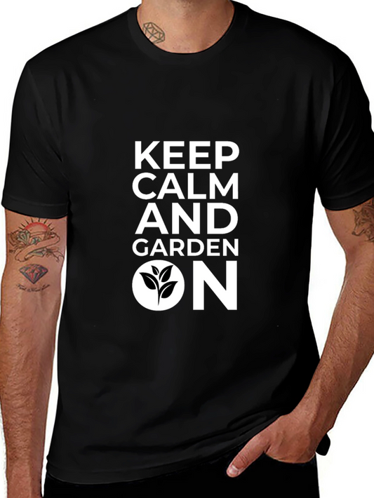 Keep Calm and Garden On Black T-Shirt
