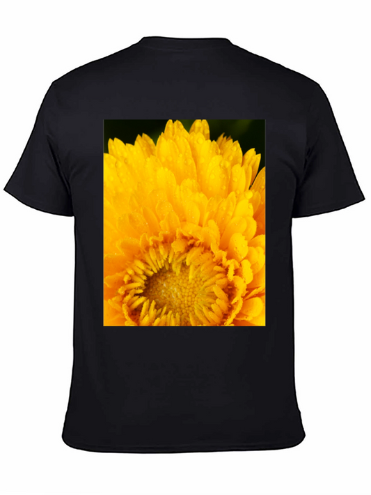 Black T-Shirt with Yellow Flower Print