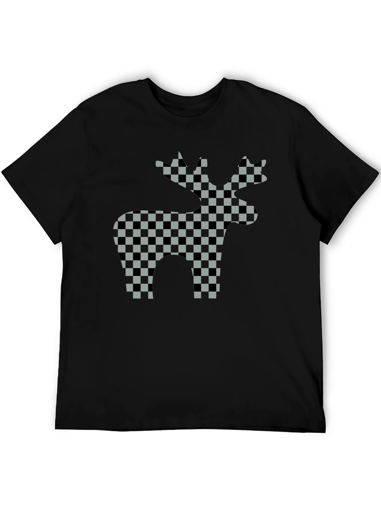 Checkered Moose Graphic T-Shirt