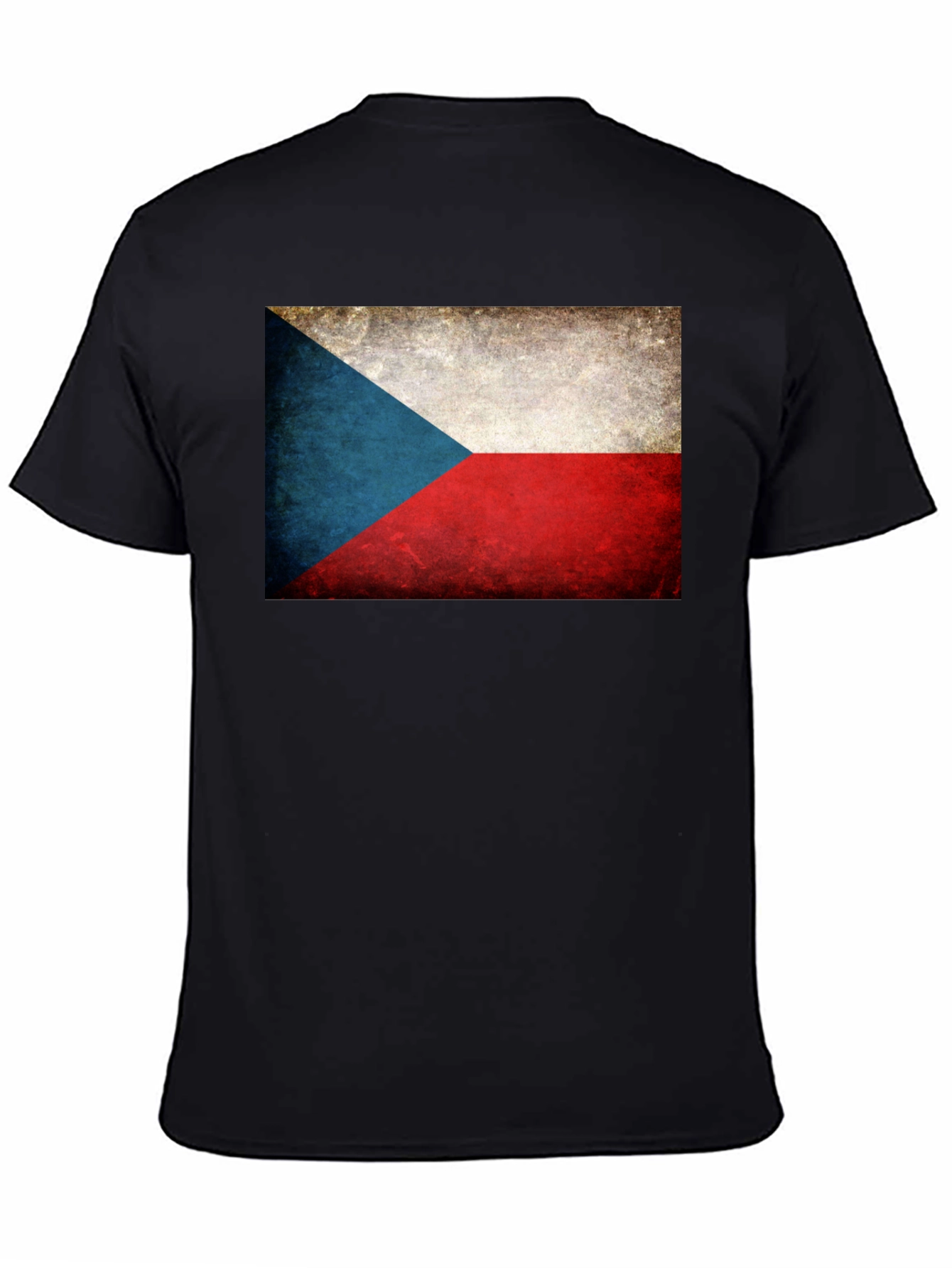 Czech Republic Flag Graphic Tee - Black Cotton
