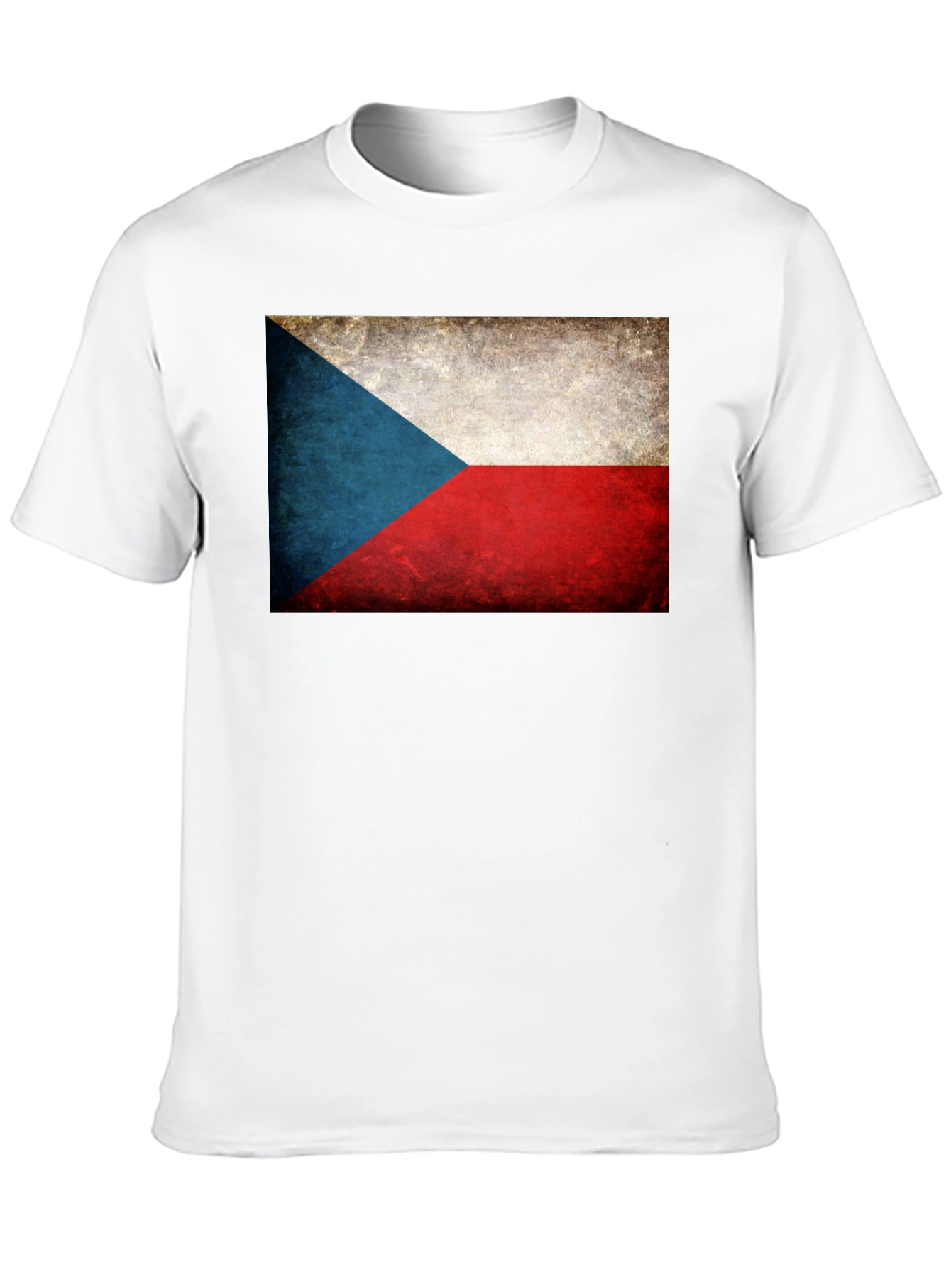 Czech Republic Flag Graphic Tee - Black Cotton