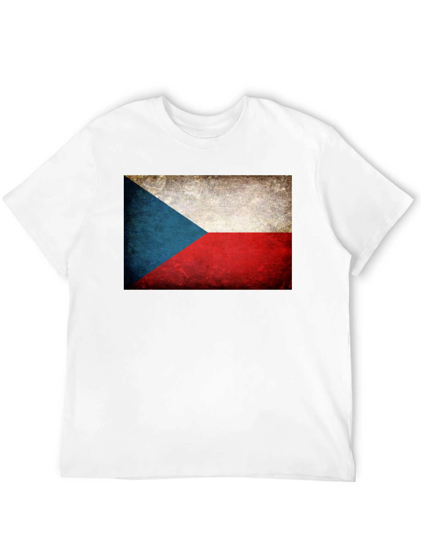 Czech Republic Flag Graphic Tee - Black Cotton