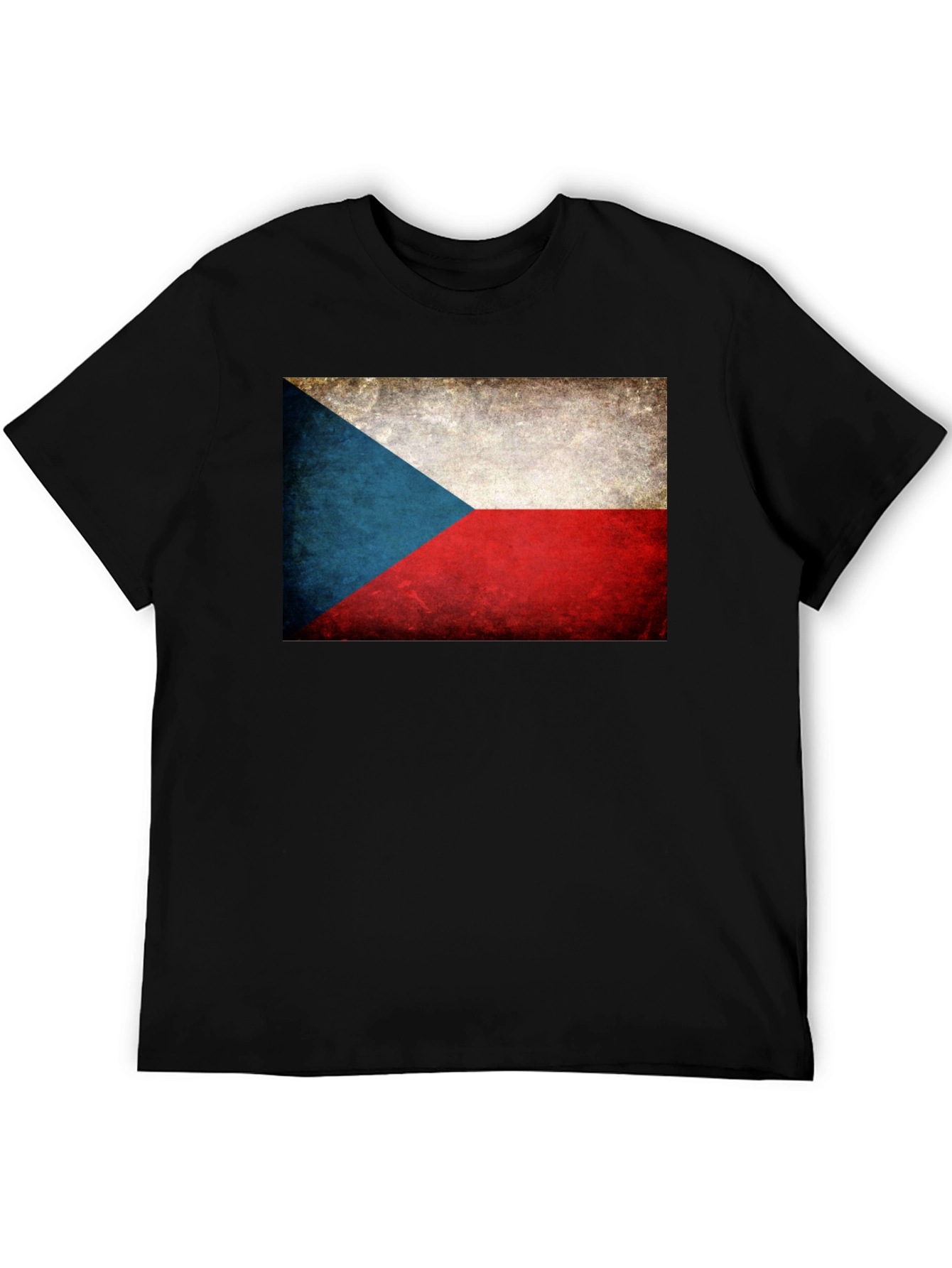 Czech Republic Flag Graphic Tee - Black Cotton