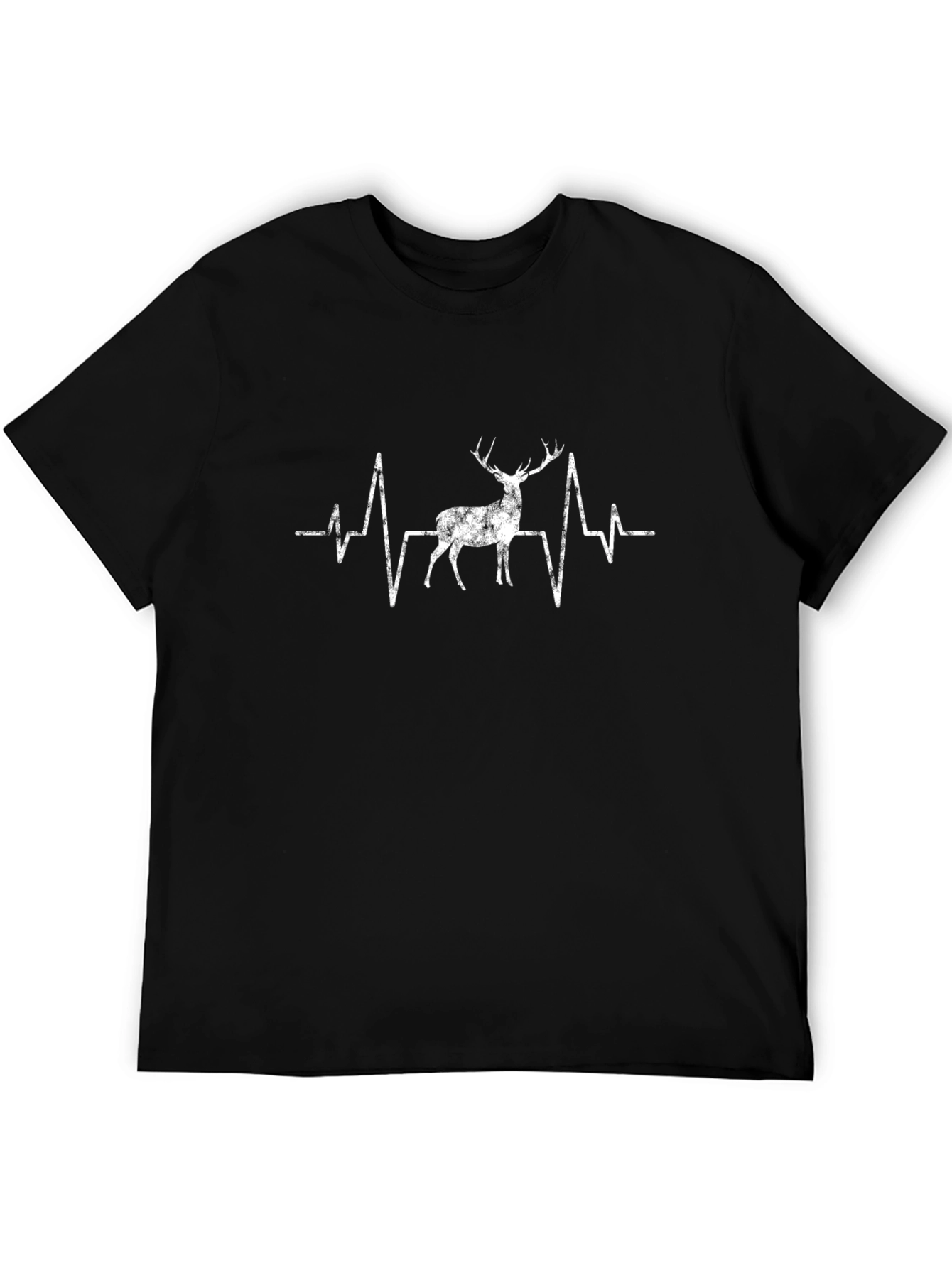 Deer Heartbeat Graphic Tee - Mens Black T-Shirt