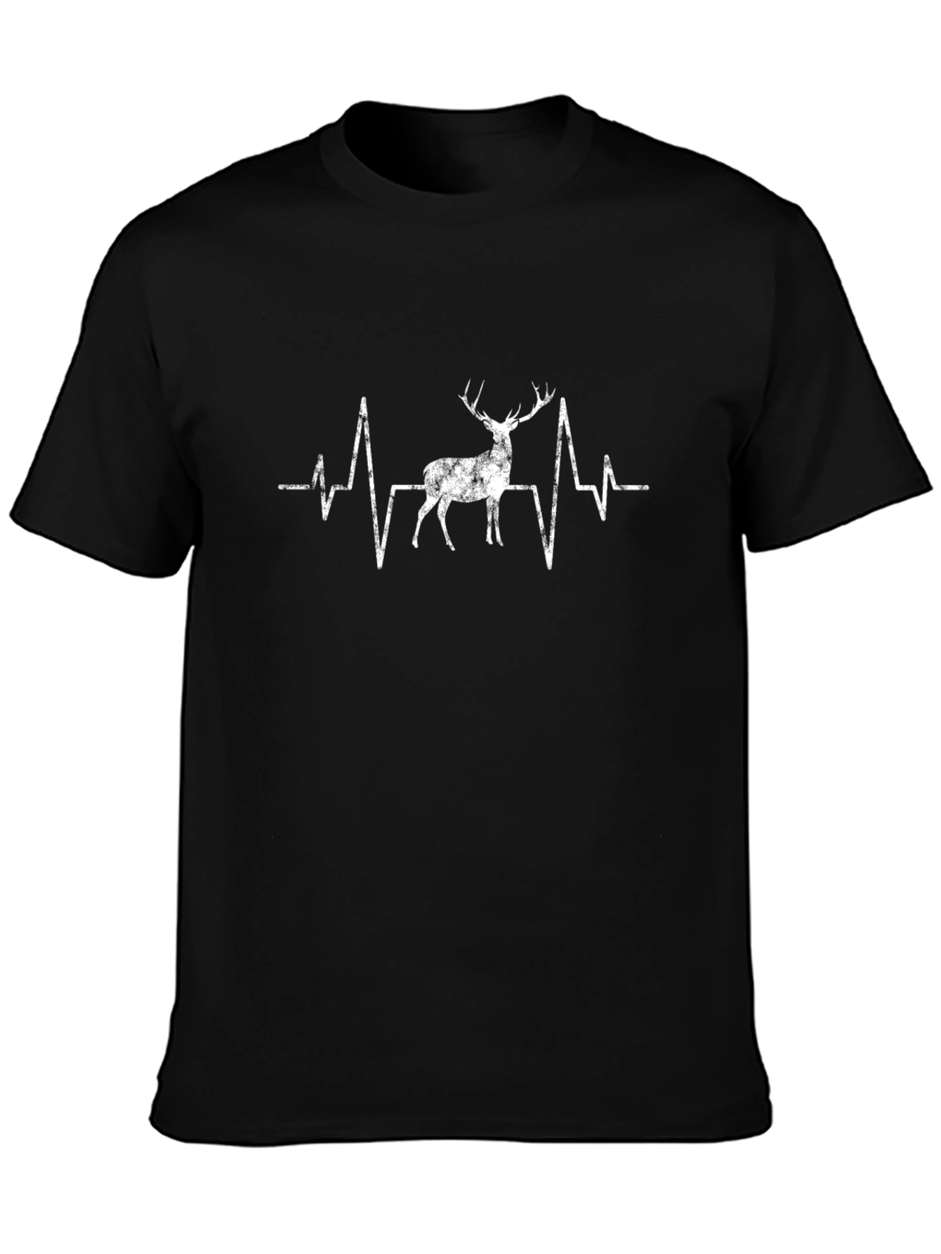 Deer Heartbeat Graphic Tee - Mens Black T-Shirt