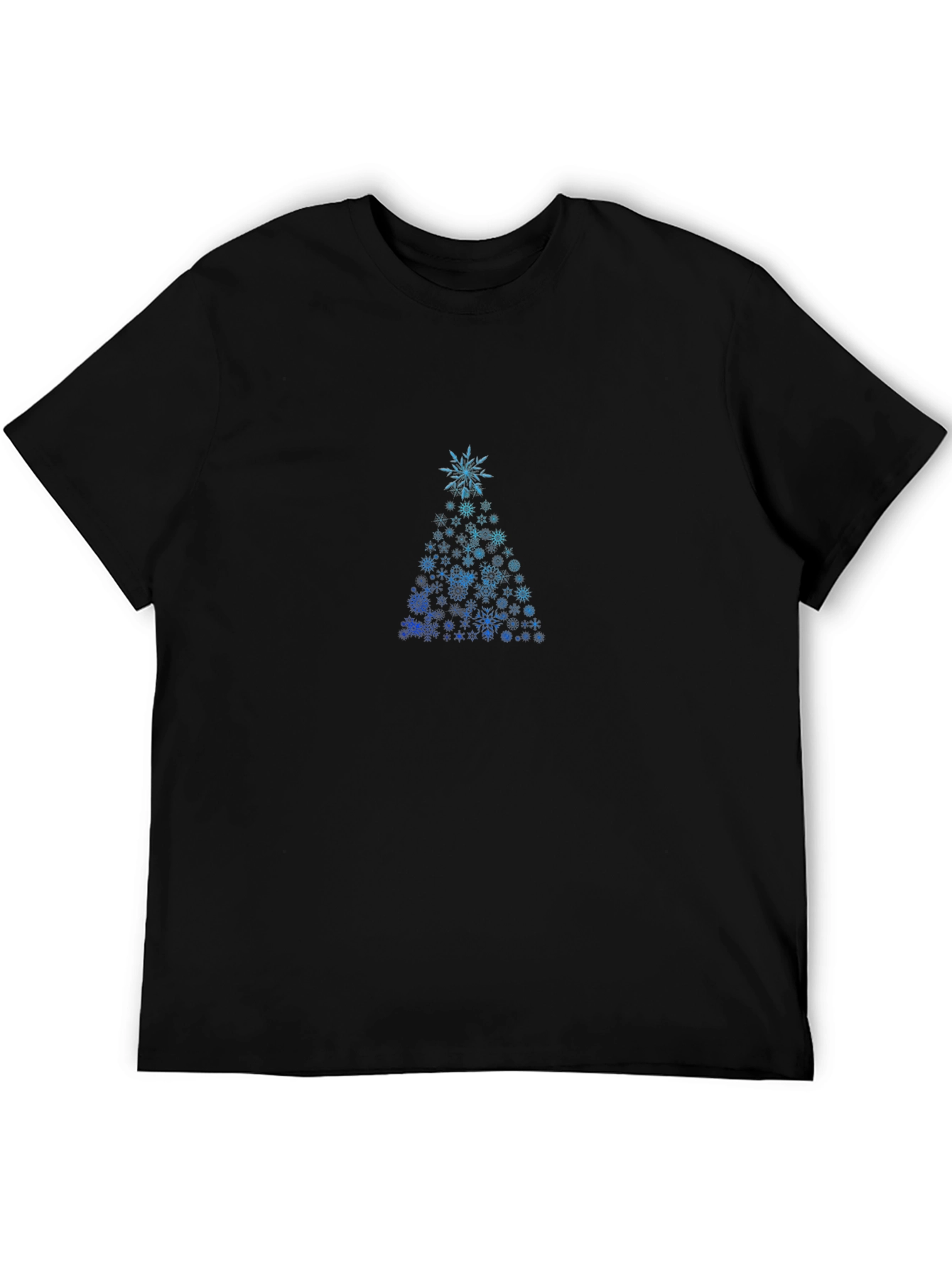 Snowflake Christmas Tree Black T-Shirt