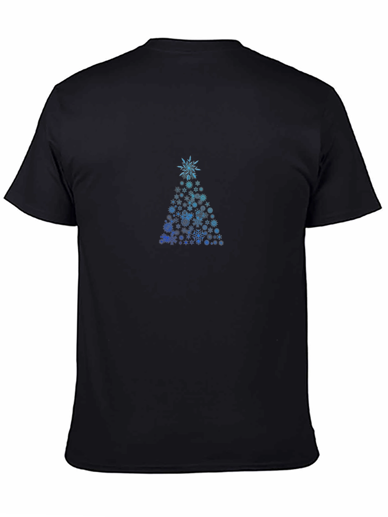 Snowflake Christmas Tree Black T-Shirt