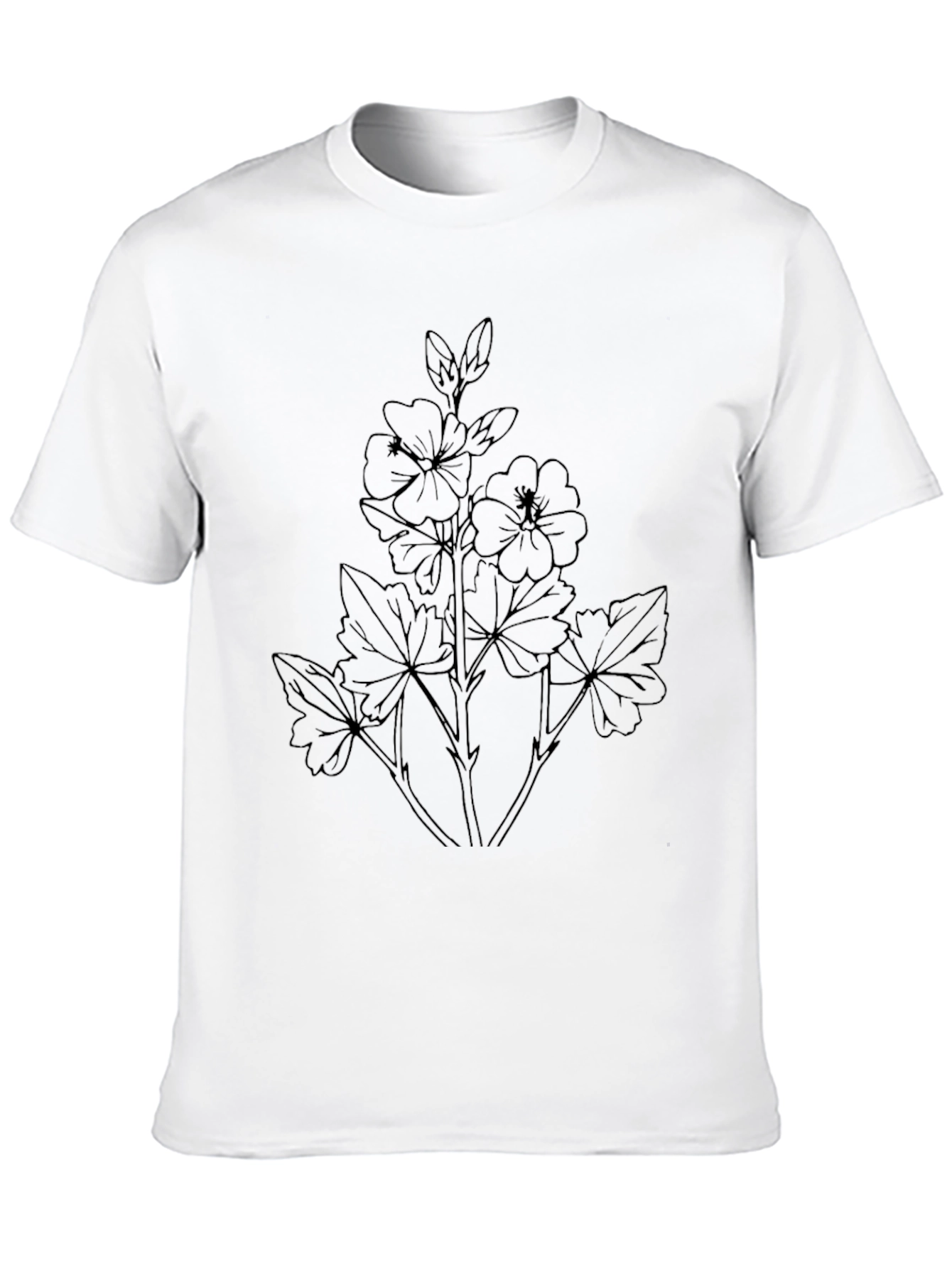 Floral Outline Graphic Tee - Unisex Black T-Shirt