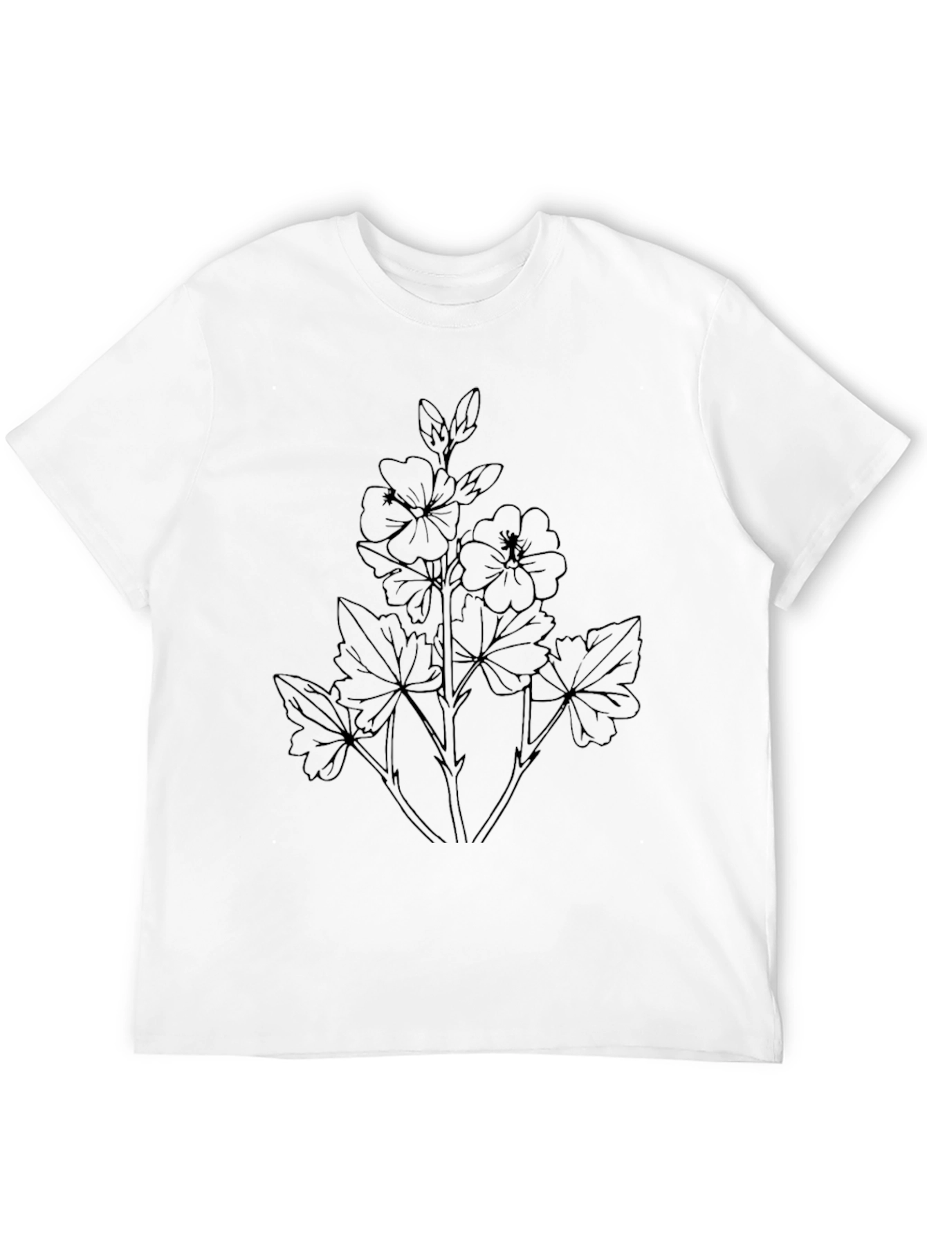 Floral Outline Graphic Tee - Unisex Black T-Shirt