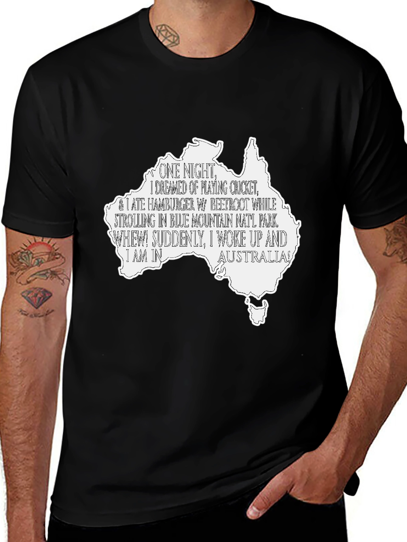 Australia Dream T-Shirt - Cricket Beetroot & Blue Mountains!