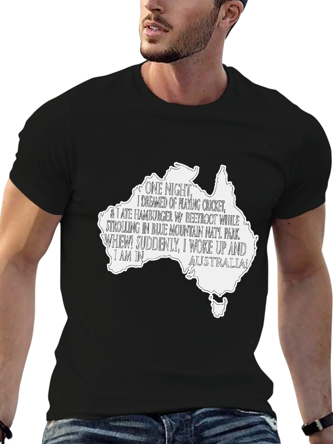 Australia Dream T-Shirt - Cricket Beetroot & Blue Mountains!