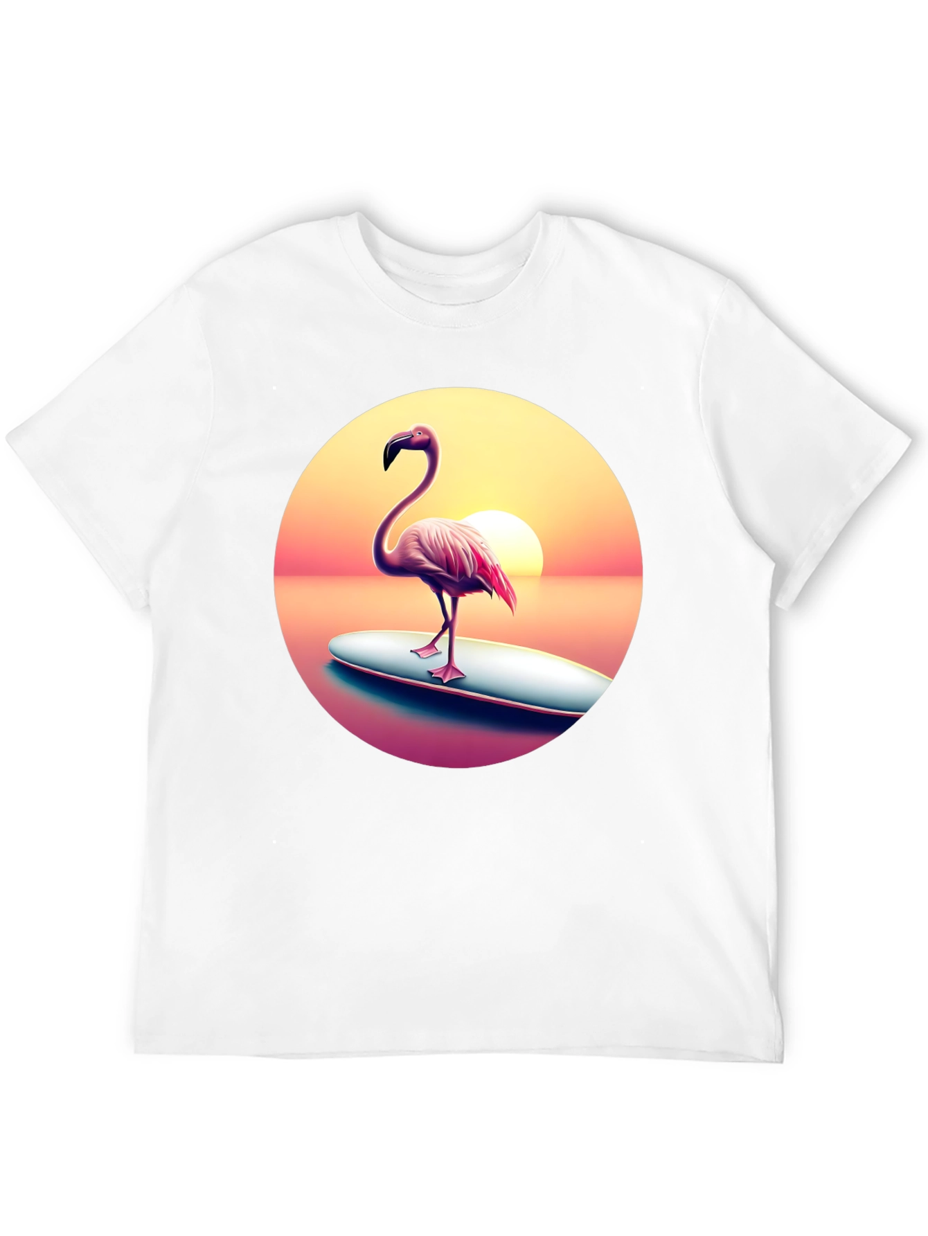 Flamingo Sunset Surf T-Shirt