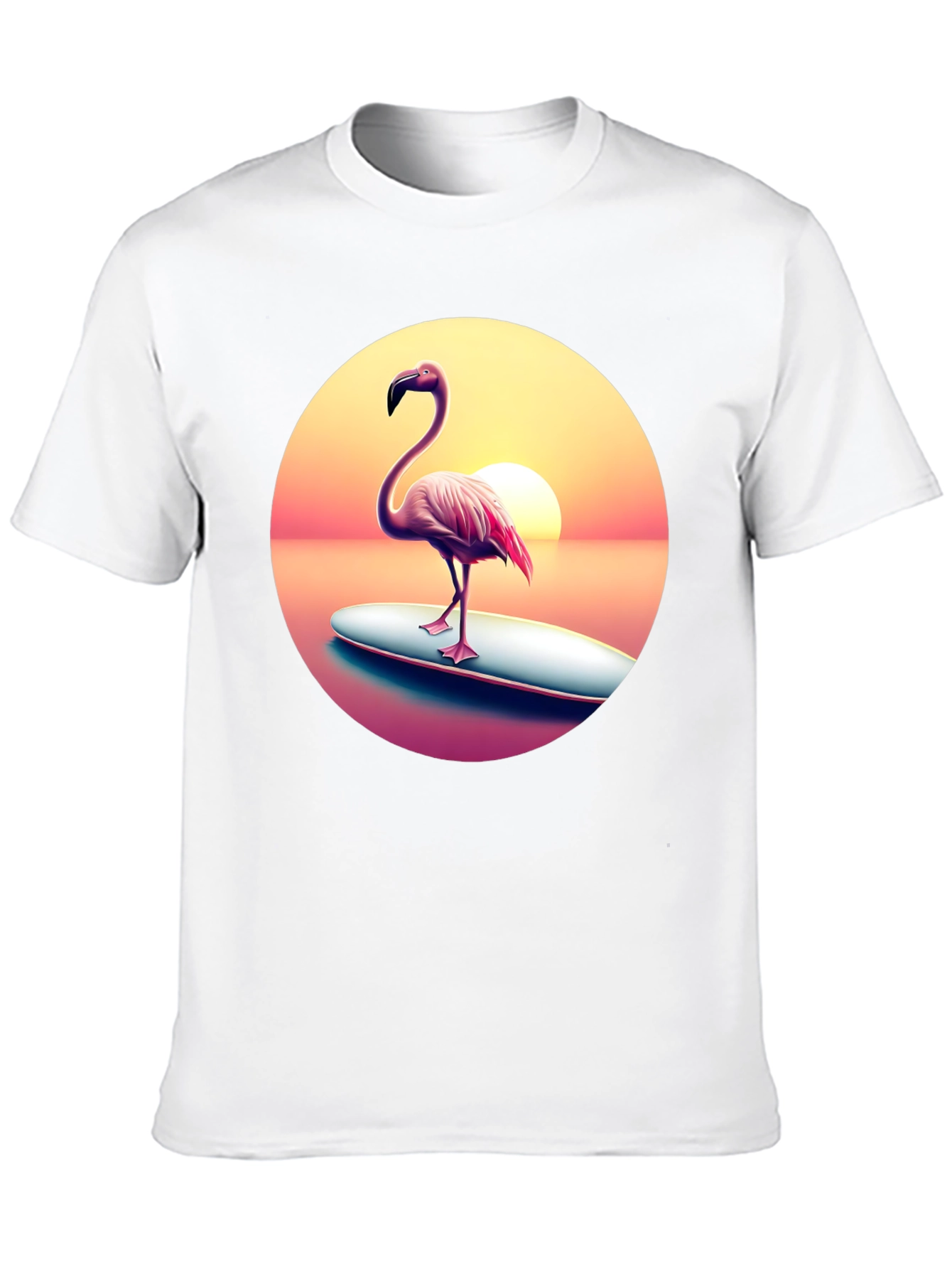 Flamingo Sunset Surf T-Shirt