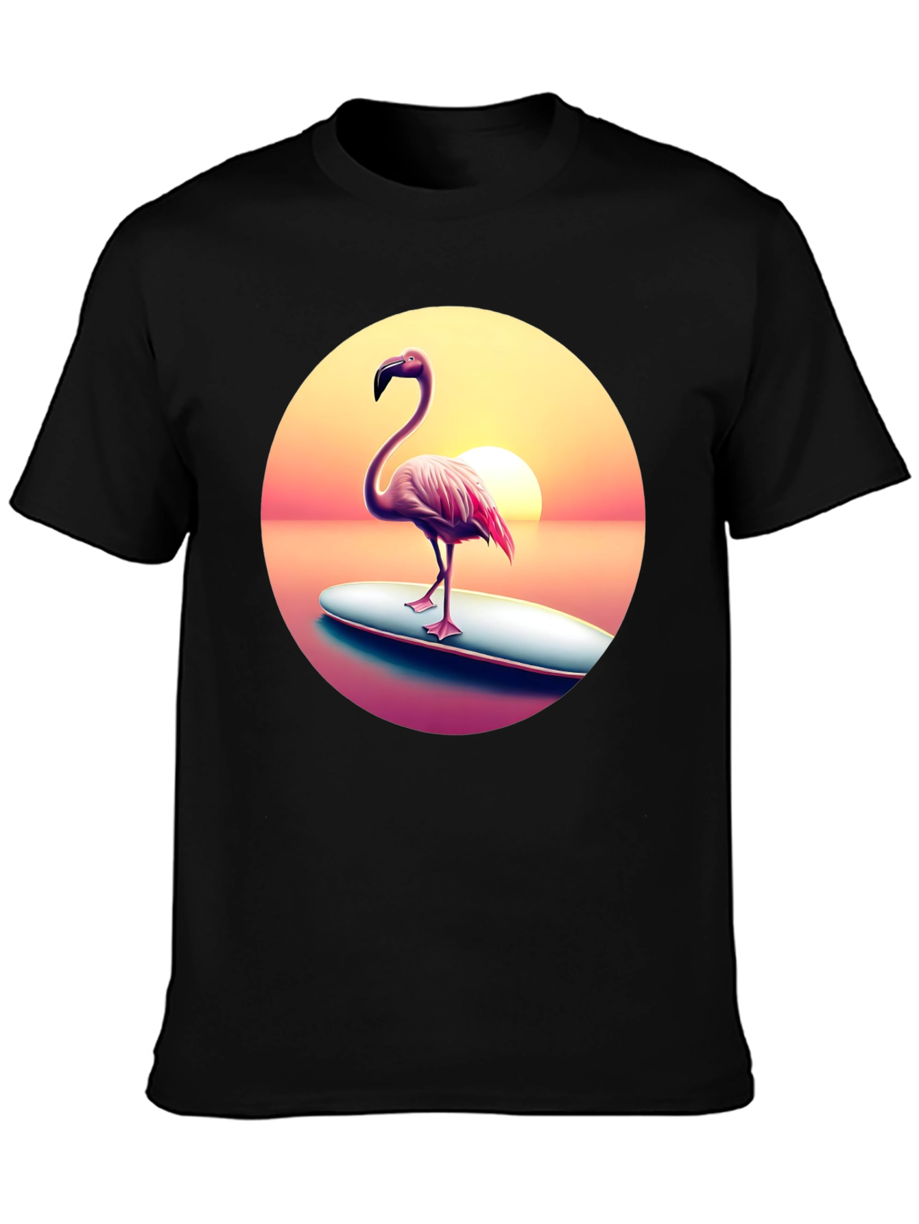 Flamingo Sunset Surf T-Shirt