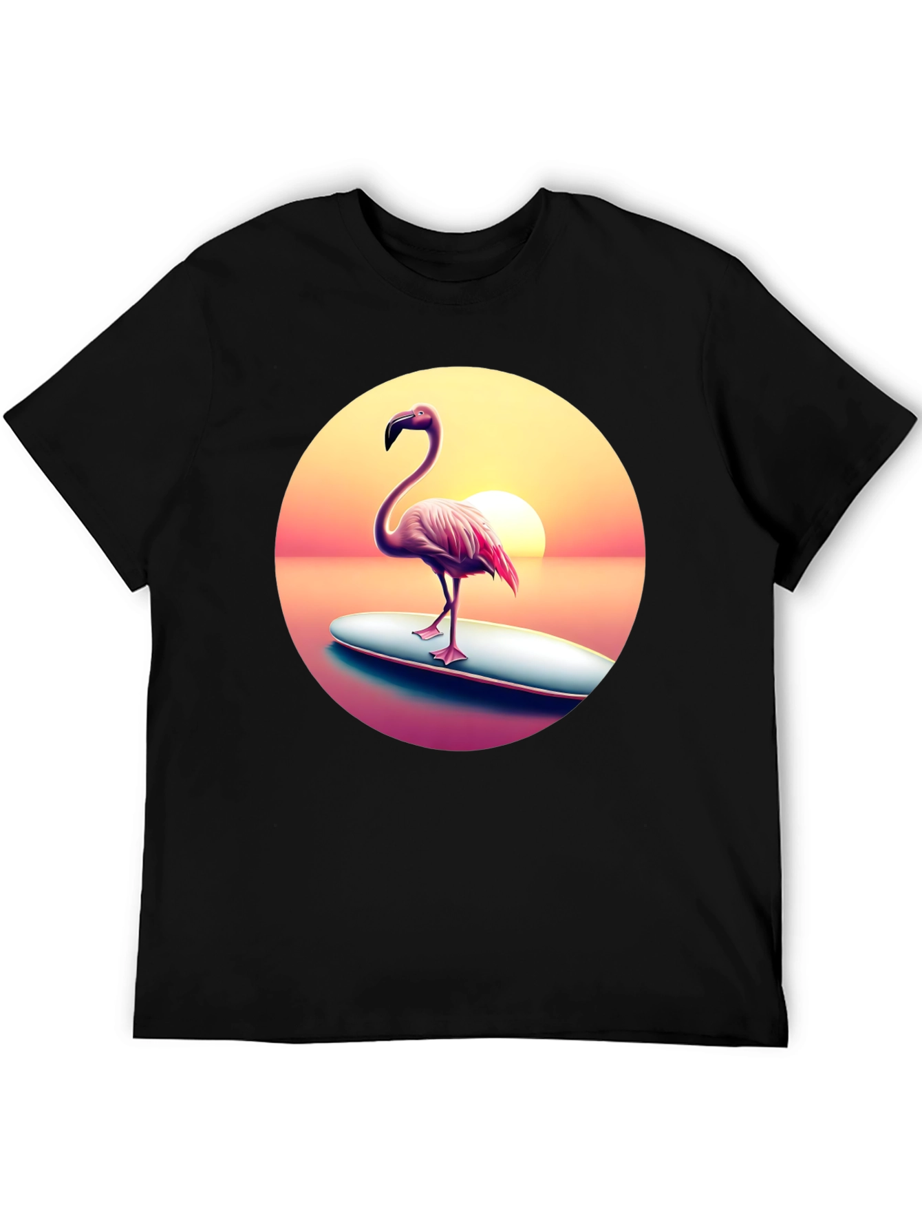 Flamingo Sunset Surf T-Shirt